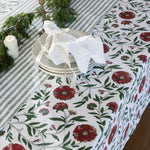Festive Flora Table Runner | Green Stripe-2