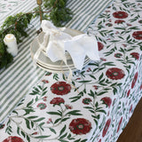 Festive Flora Table Runner | Green Stripe-2