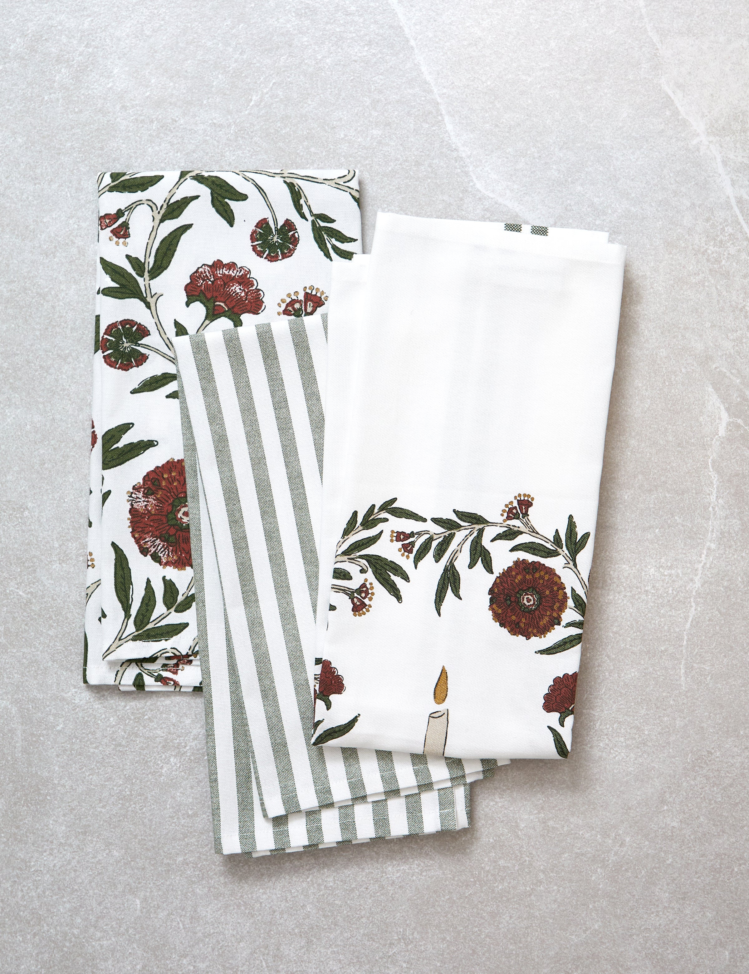 Festive Flora Tea Towel Set 3 | Multi-1