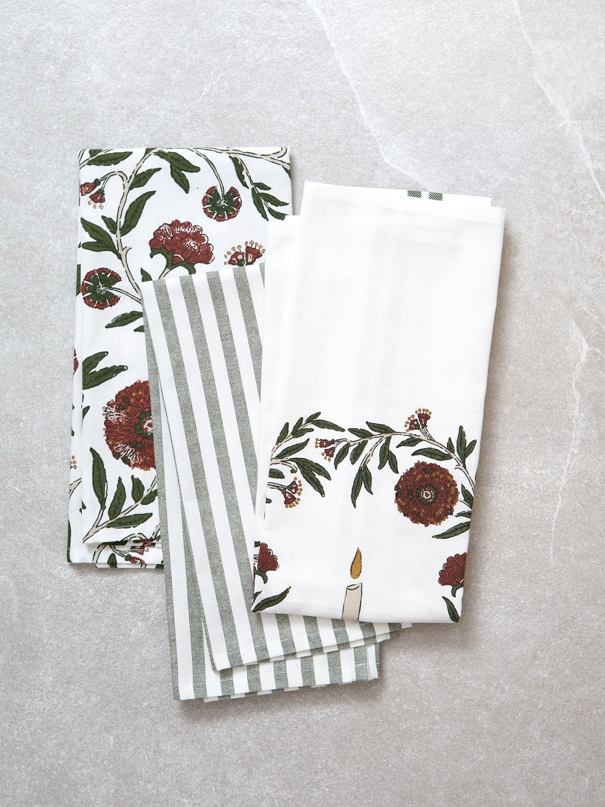 Festive Flora Tea Towel Set 3 | Multi-1
