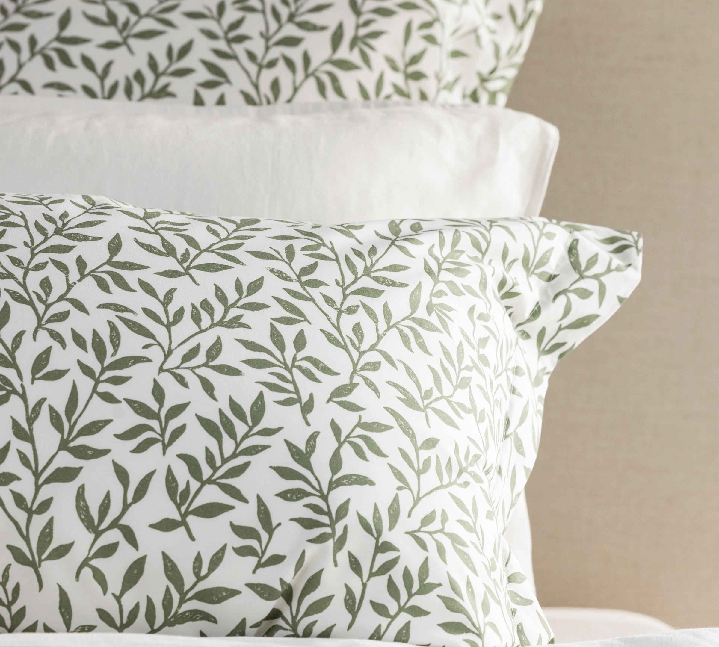 Garden Path European Pillowcase | Green Leaf-2