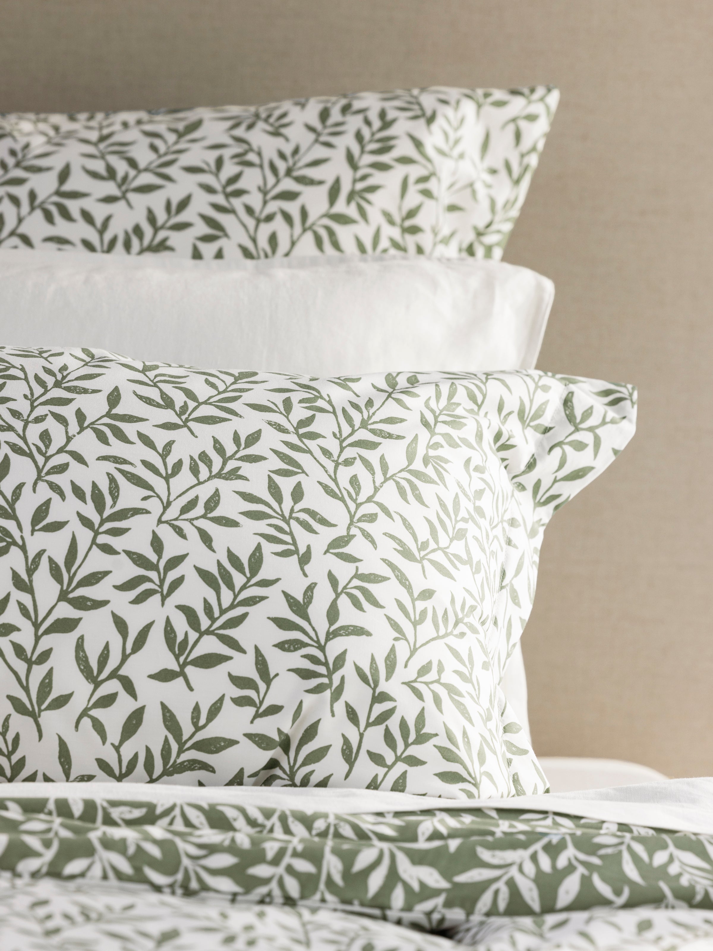 Garden Path European Pillowcase | Green Leaf-2