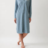 Georgie Organic Brushed Cotton Knit Nightshirt | Blue-1