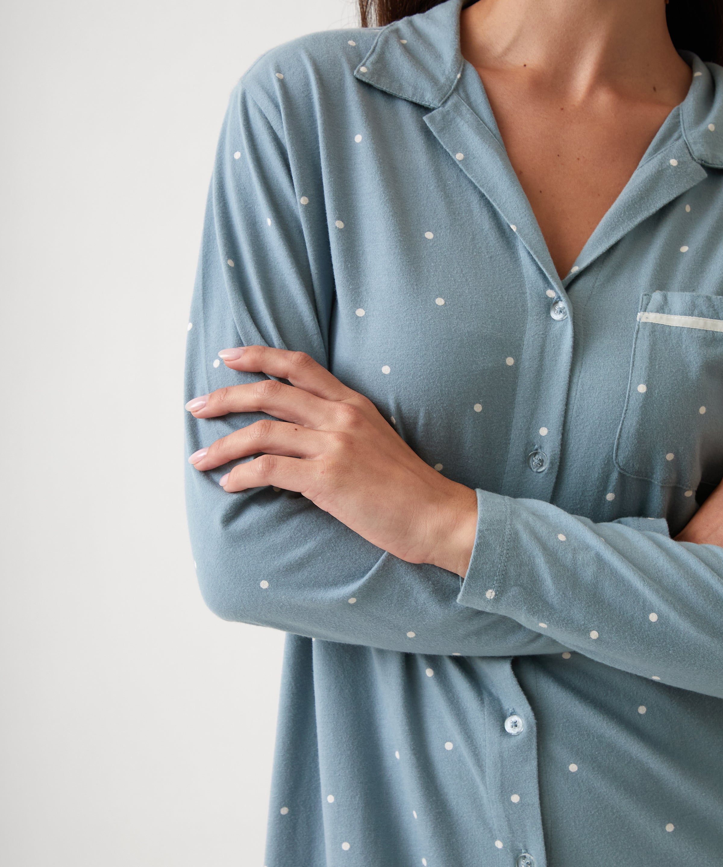Georgie Organic Brushed Cotton Knit Nightshirt | Blue-2