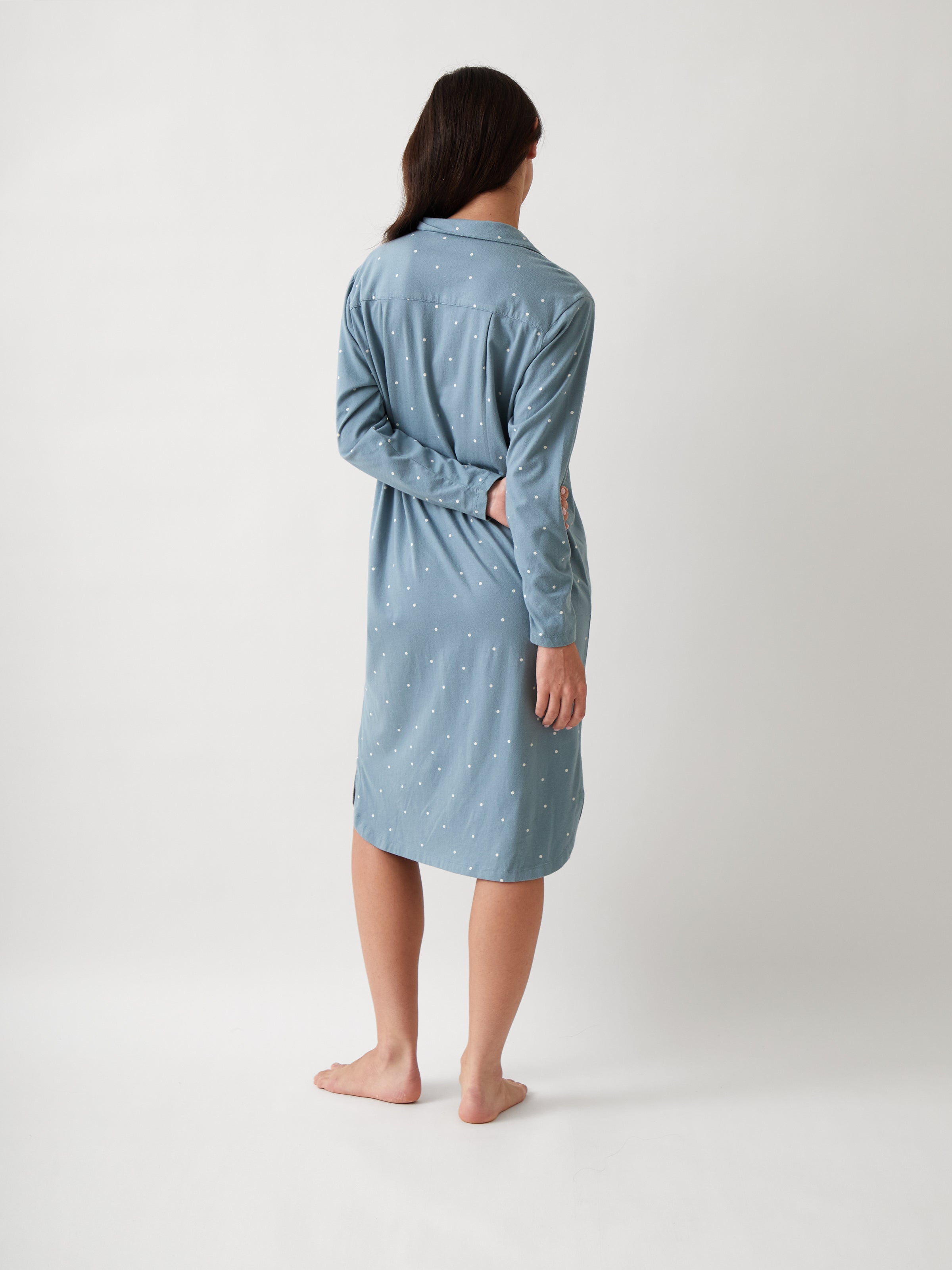Georgie Organic Brushed Cotton Knit Nightshirt | Blue-4