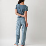 Georgie Organic Brushed Cotton Knit PJ Pants | Blue-4