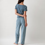 Georgie Organic Brushed Cotton Knit PJ Pants | Blue-4