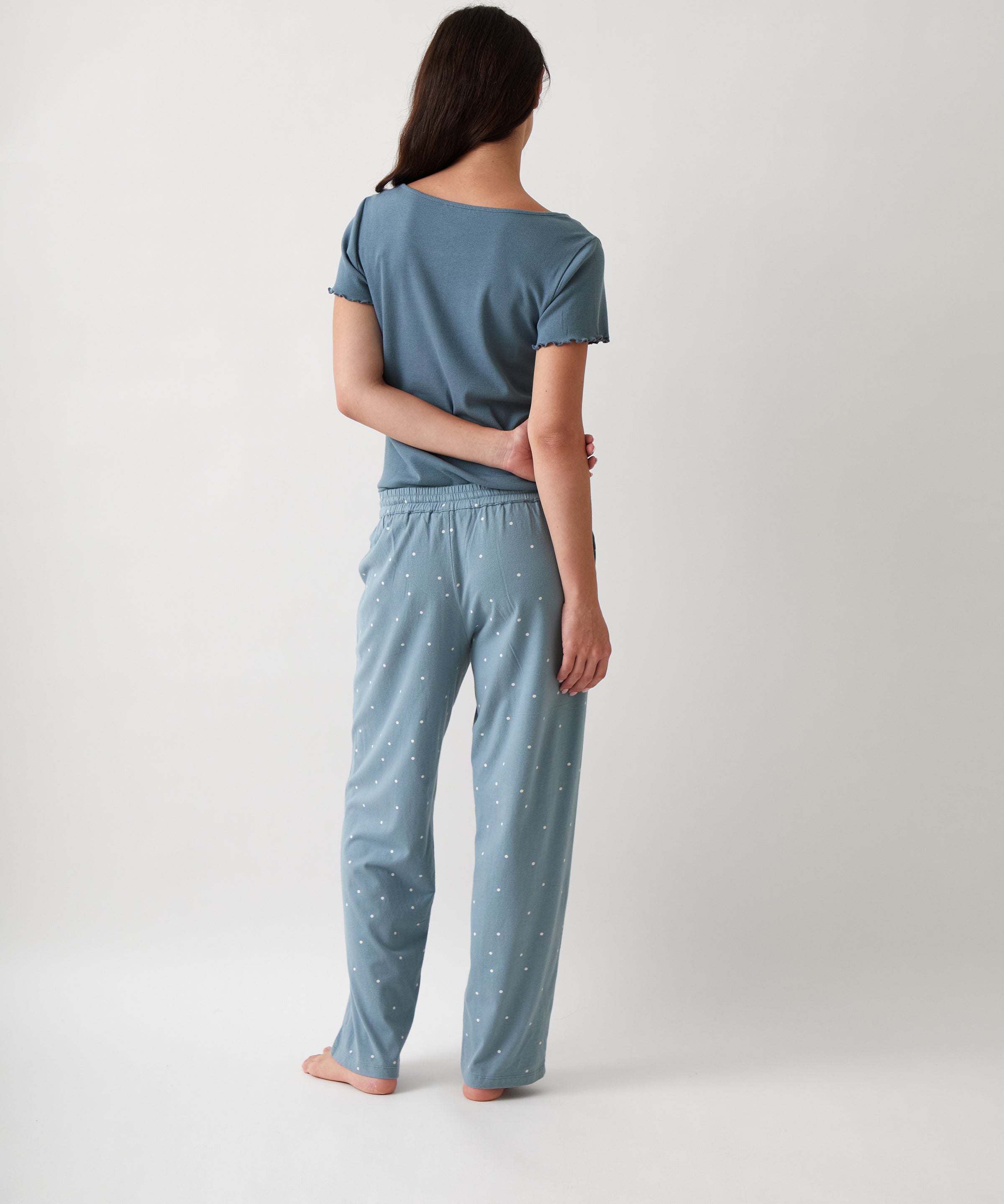 Georgie Organic Brushed Cotton Knit PJ Pants | Blue-4