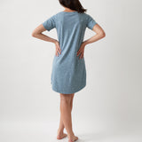 Georgie Organic Brushed Cotton Knit Tee Shirt Dress | Blue-3