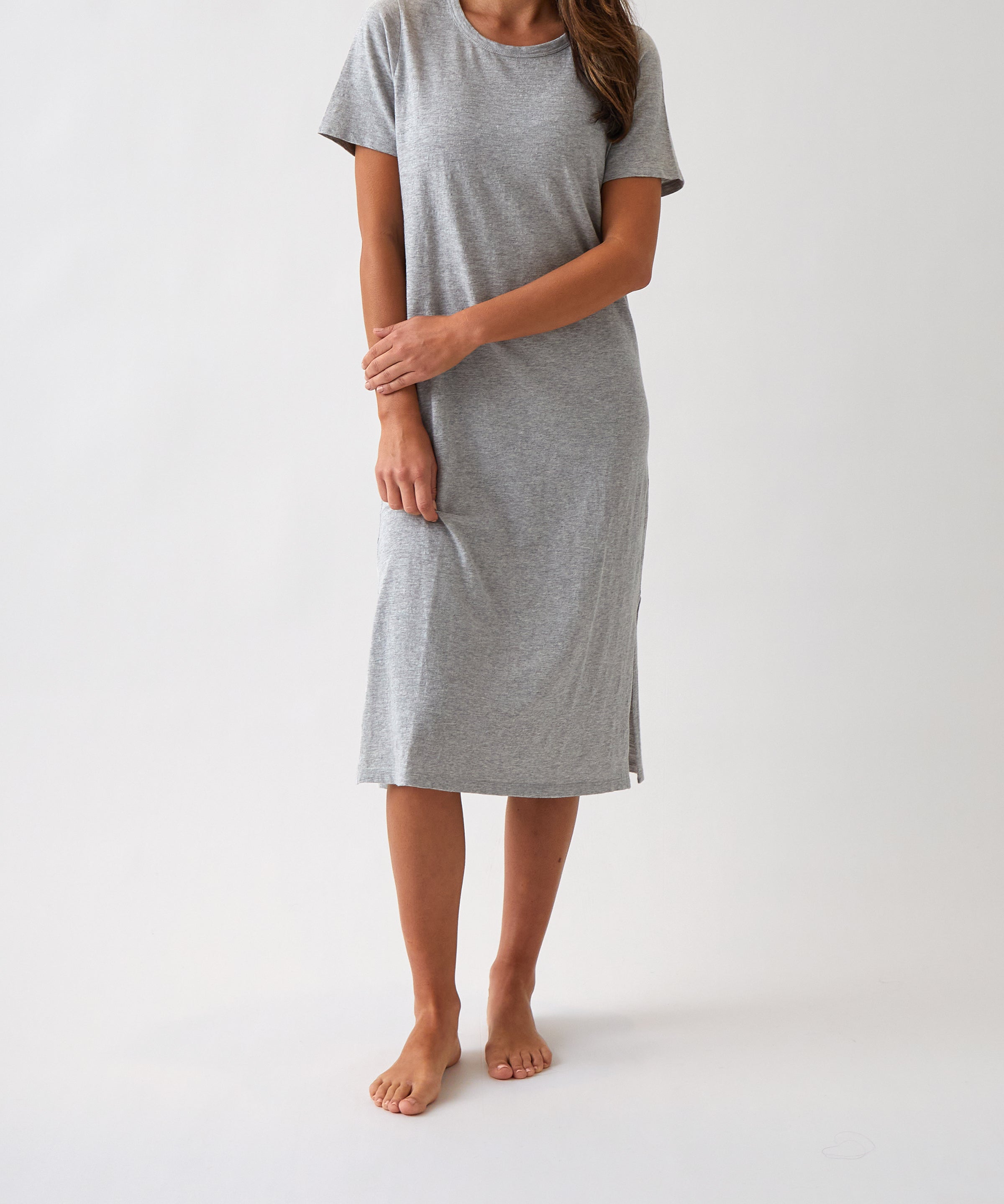 Harper Tee Shirt Dress | Grey Marle-1