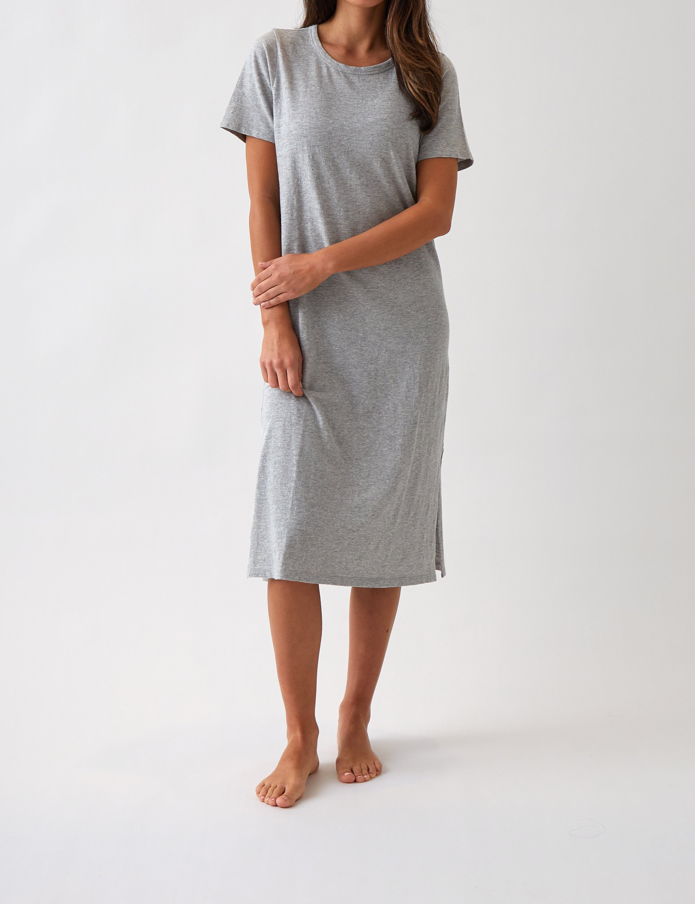 Harper Tee Shirt Dress | Grey Marle-1