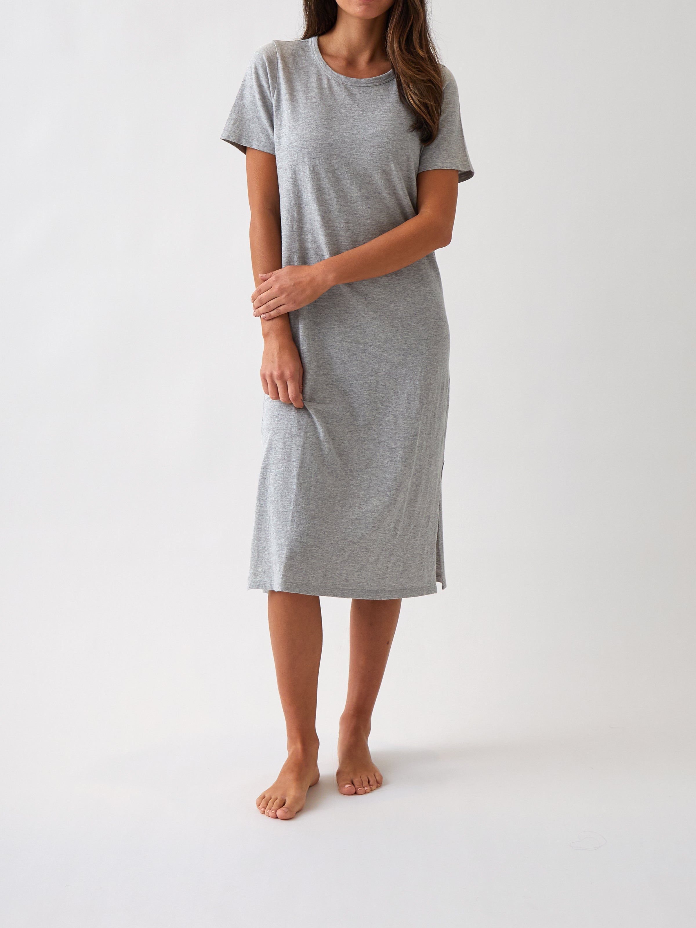 Harper Tee Shirt Dress | Grey Marle-1