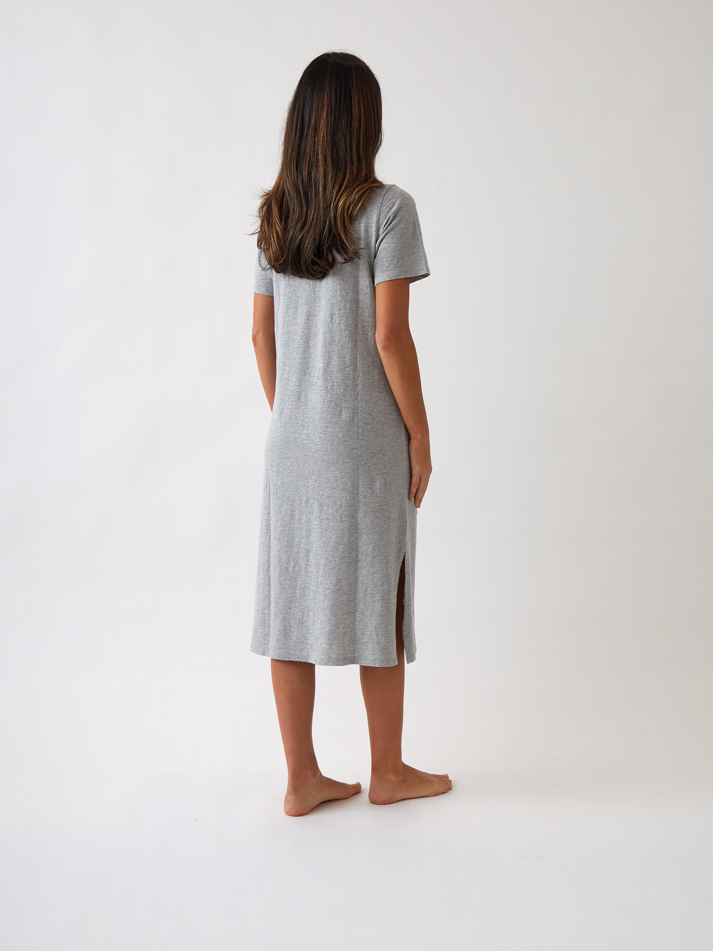 Harper Tee Shirt Dress | Grey Marle-4