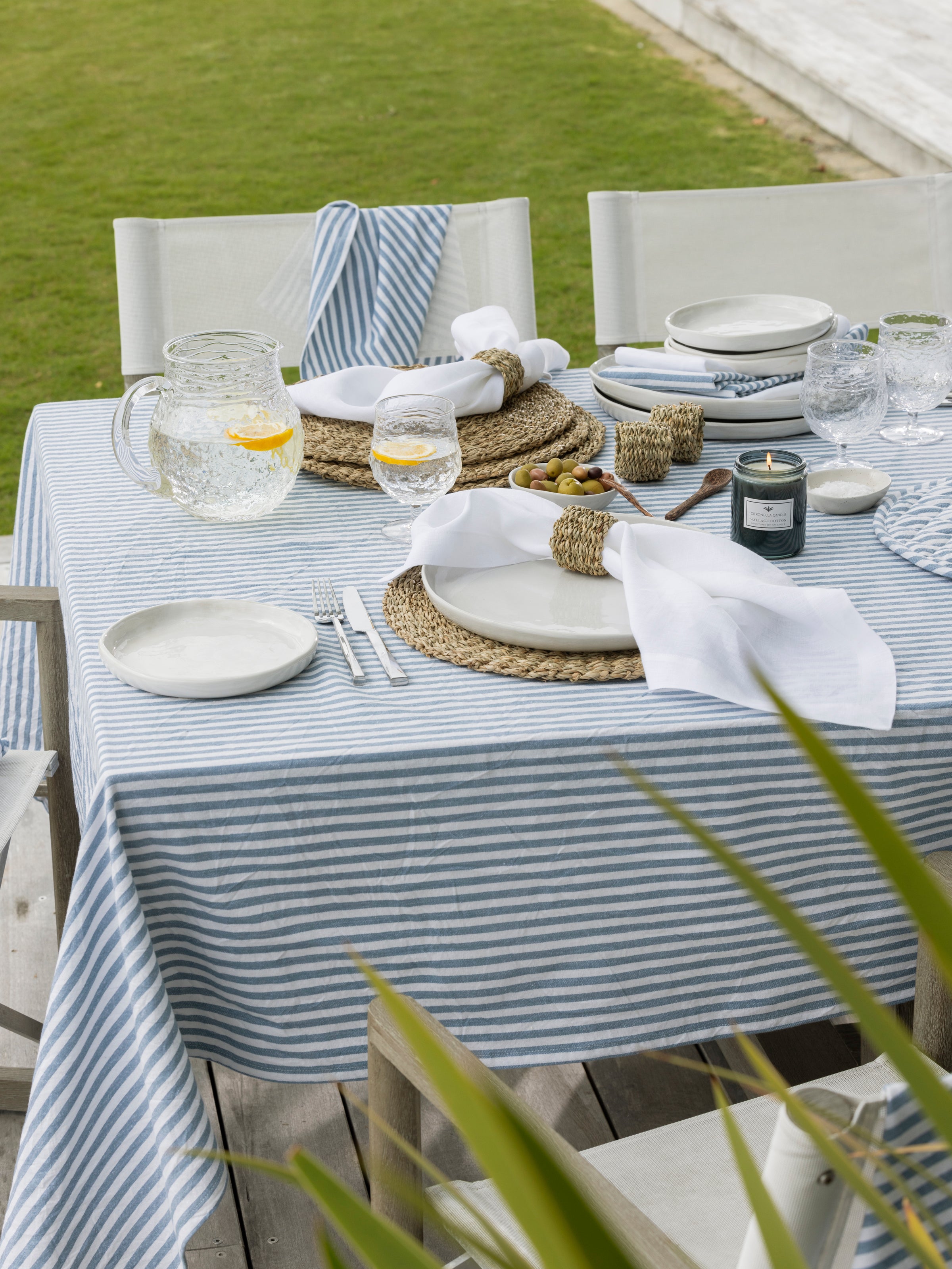 High Tide Tablecloth | Blue Stripe-2