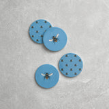 Honeybee Ceramic Coasters, Set of 4 | Blue-1