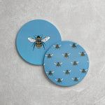 Honeybee Ceramic Trivet, Set of 2 | Blue-1