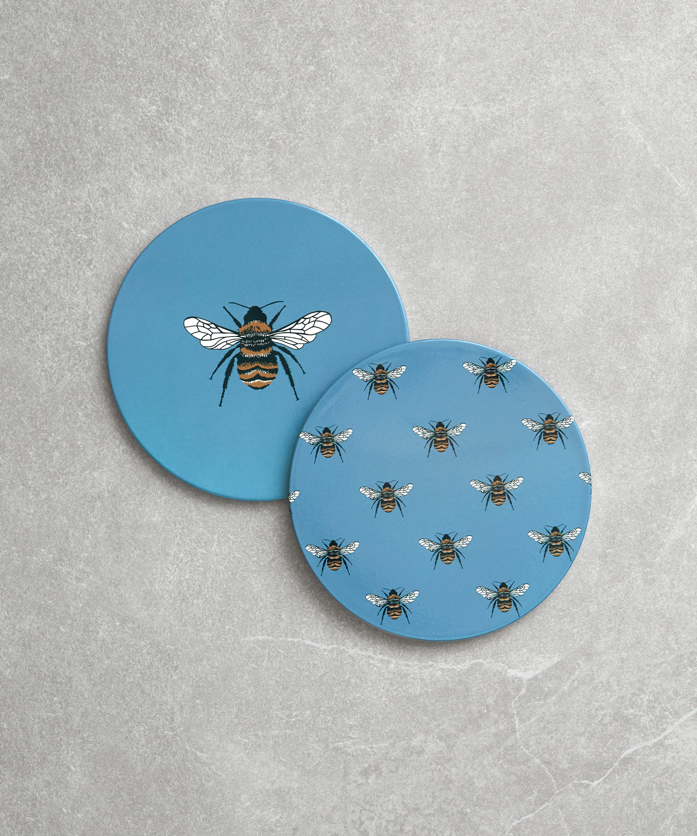Honeybee Ceramic Trivet, Set of 2 | Blue-1