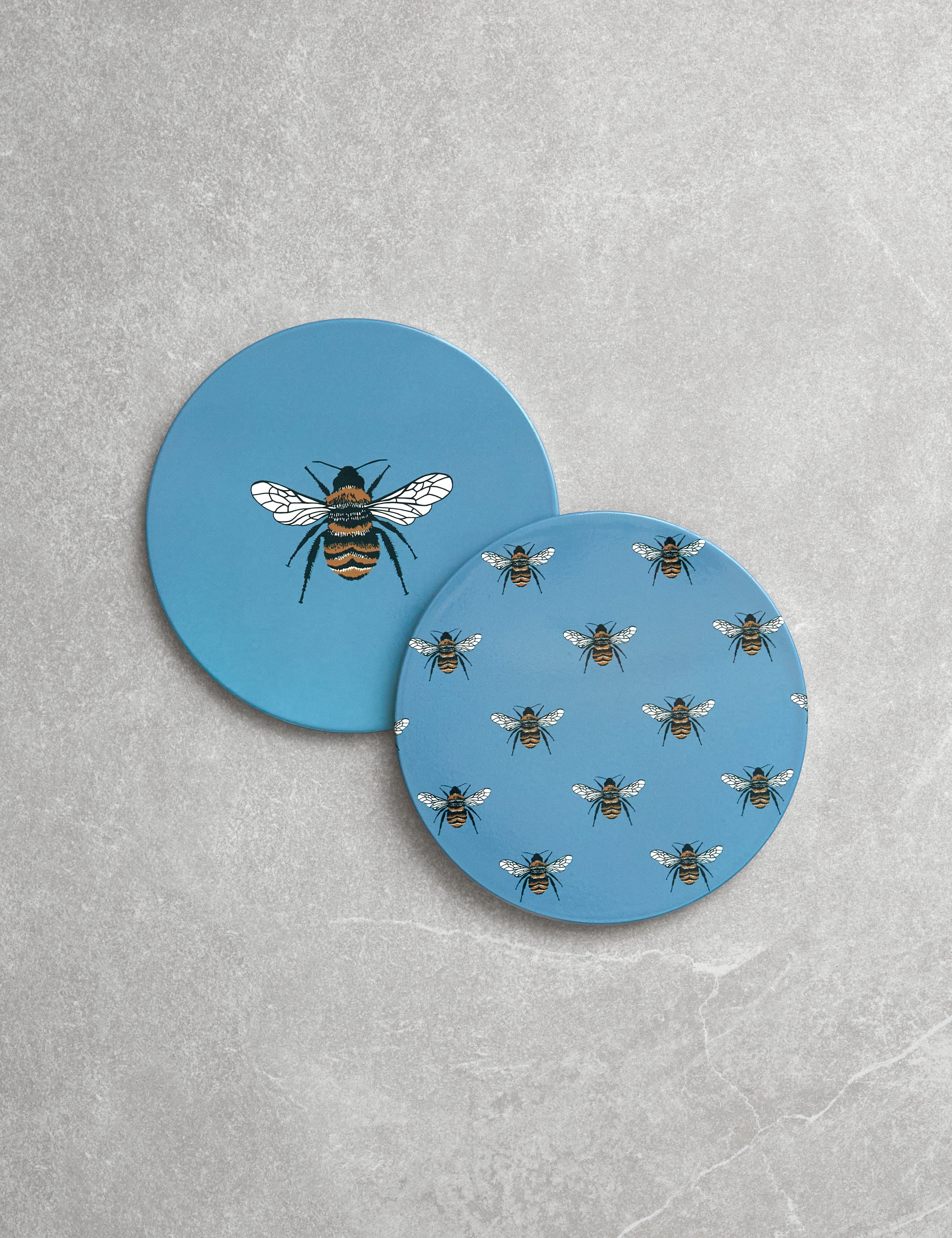 Honeybee Ceramic Trivet, Set of 2 | Blue-1