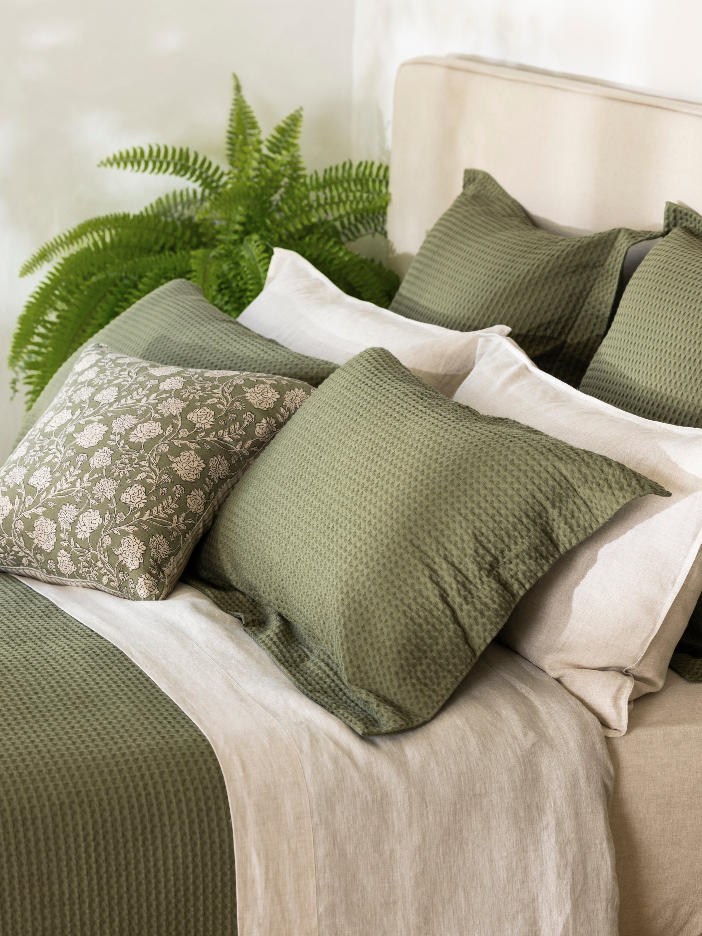 Hudson European Pillowcase | Olive-2