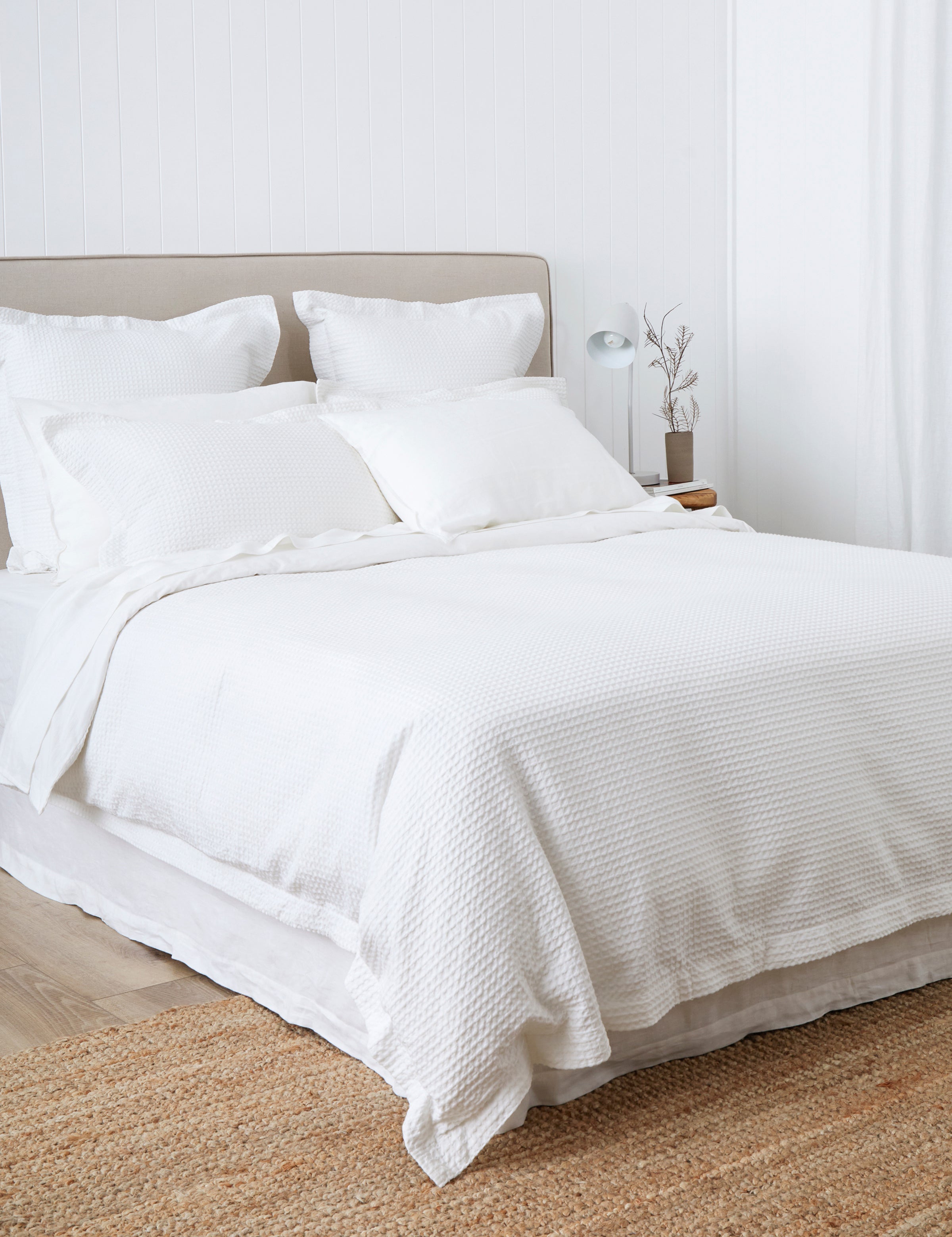 Hudson Waffle Duvet Cover Set | White-3
