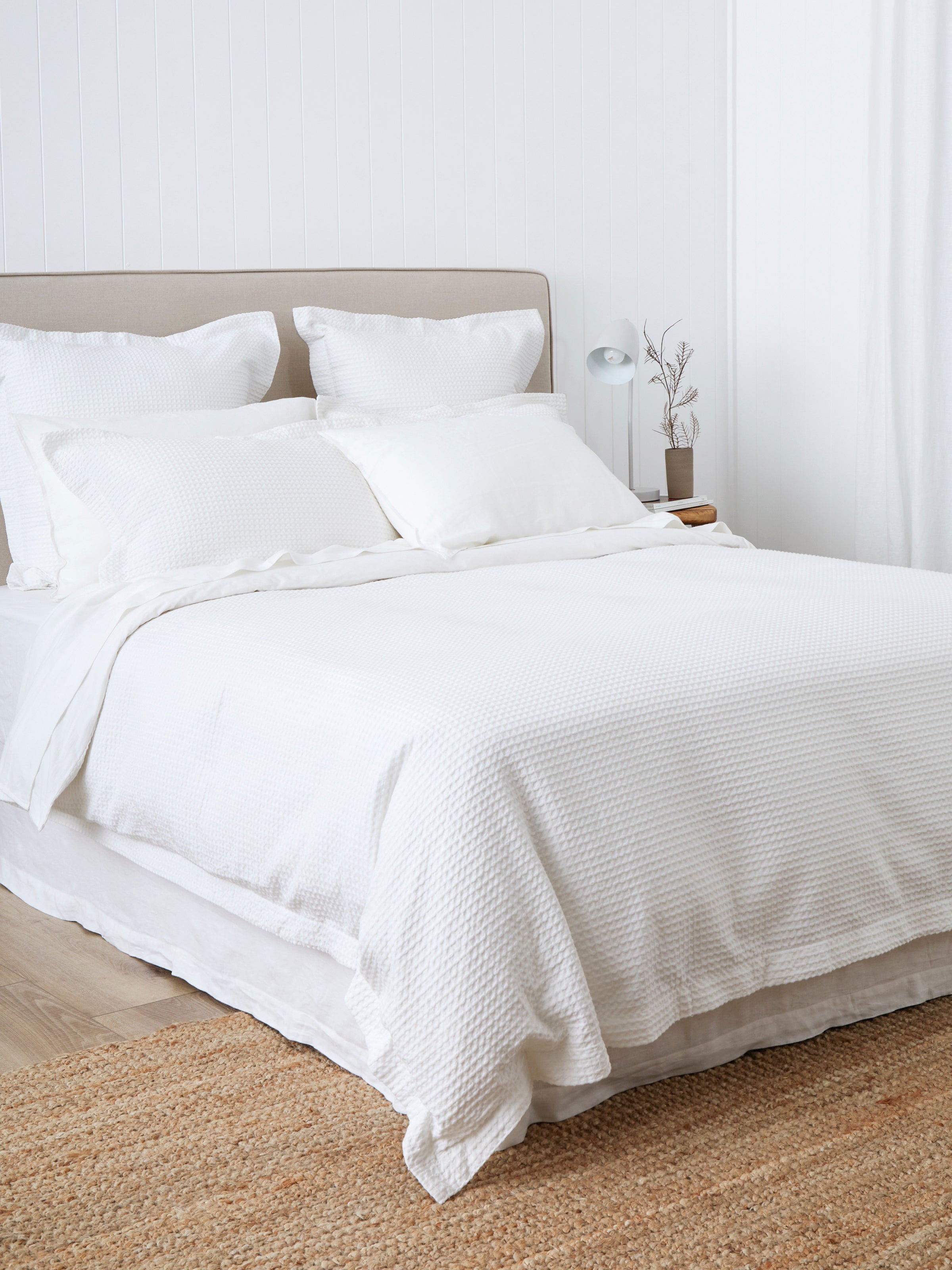 Hudson Waffle Duvet Cover Set | White-3