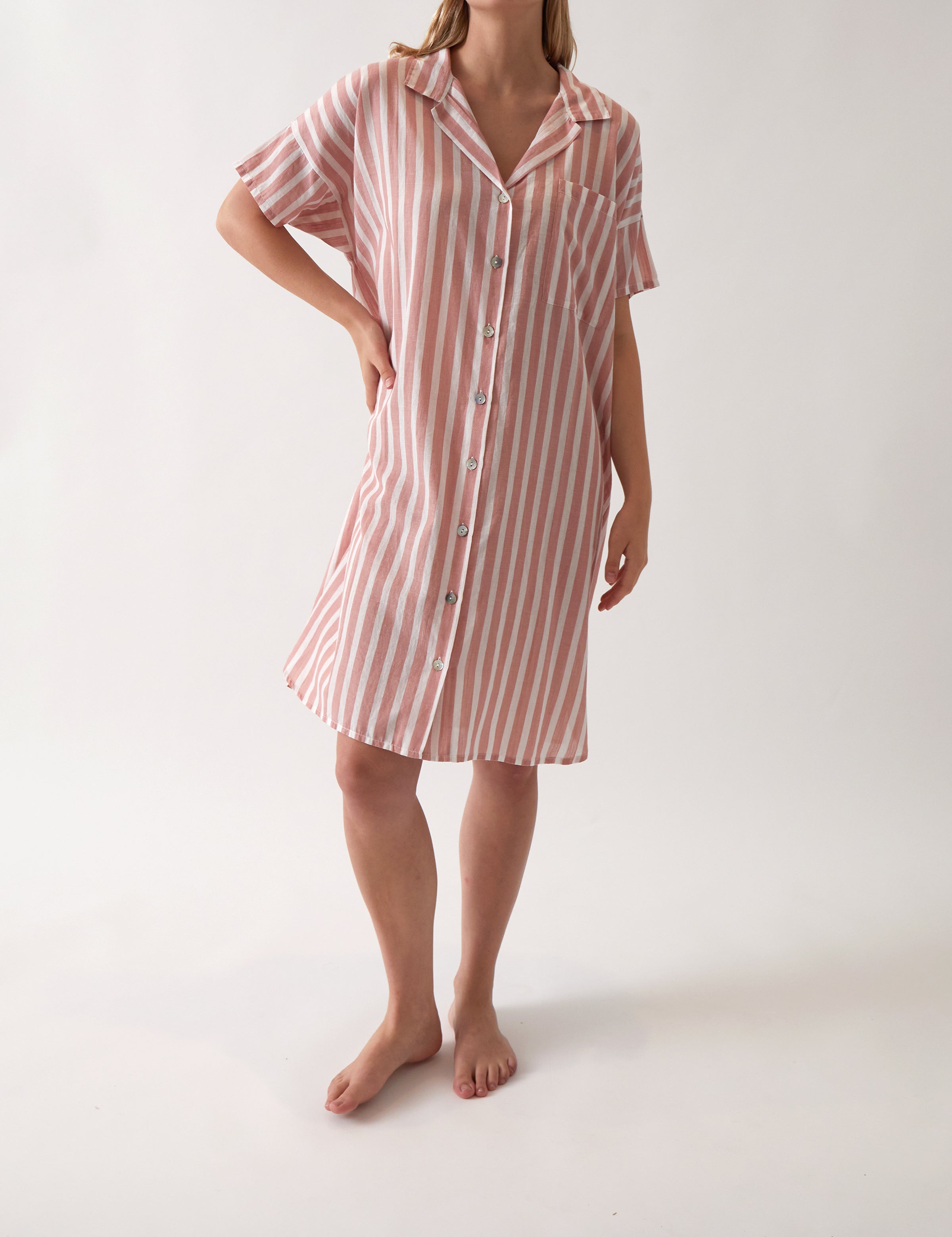 Isobel Nightshirt | Rose Stripe-1