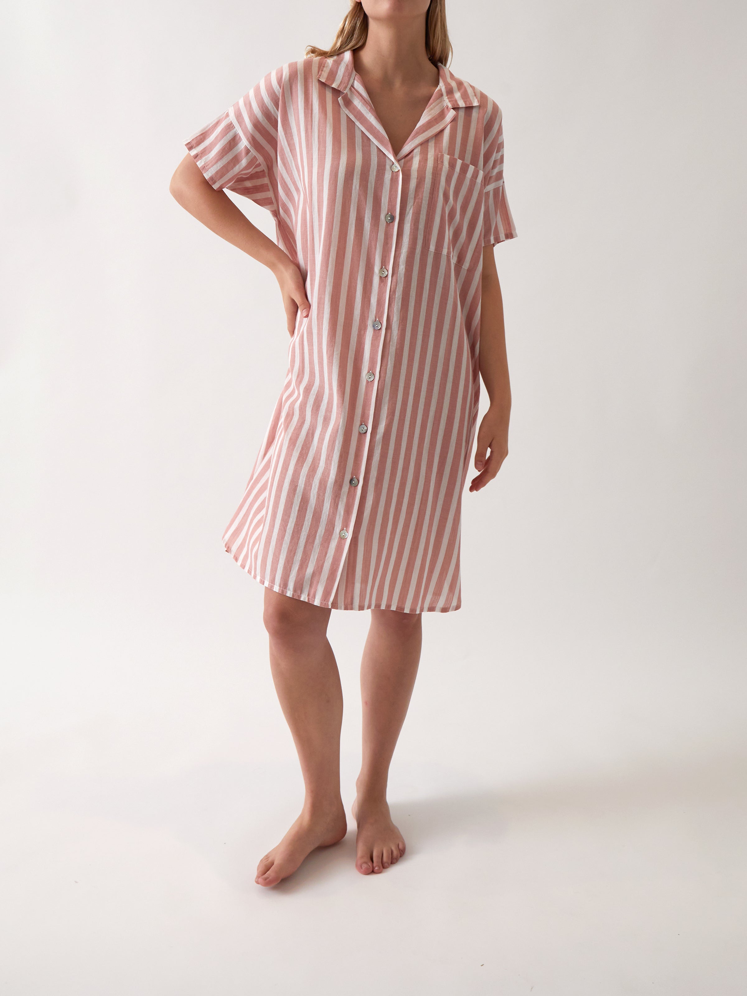 Isobel Nightshirt | Rose Stripe-1