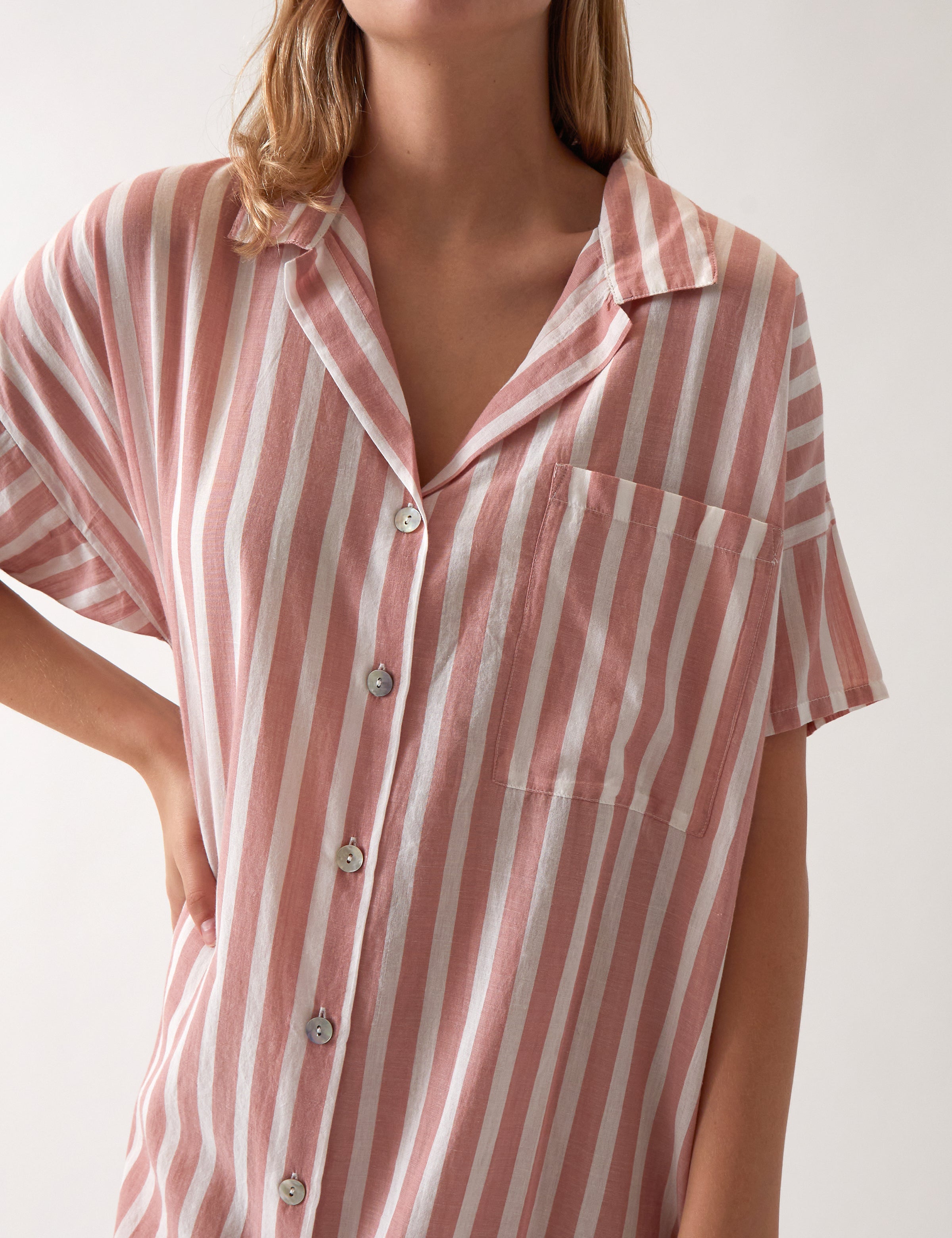 Isobel Nightshirt | Rose Stripe-2