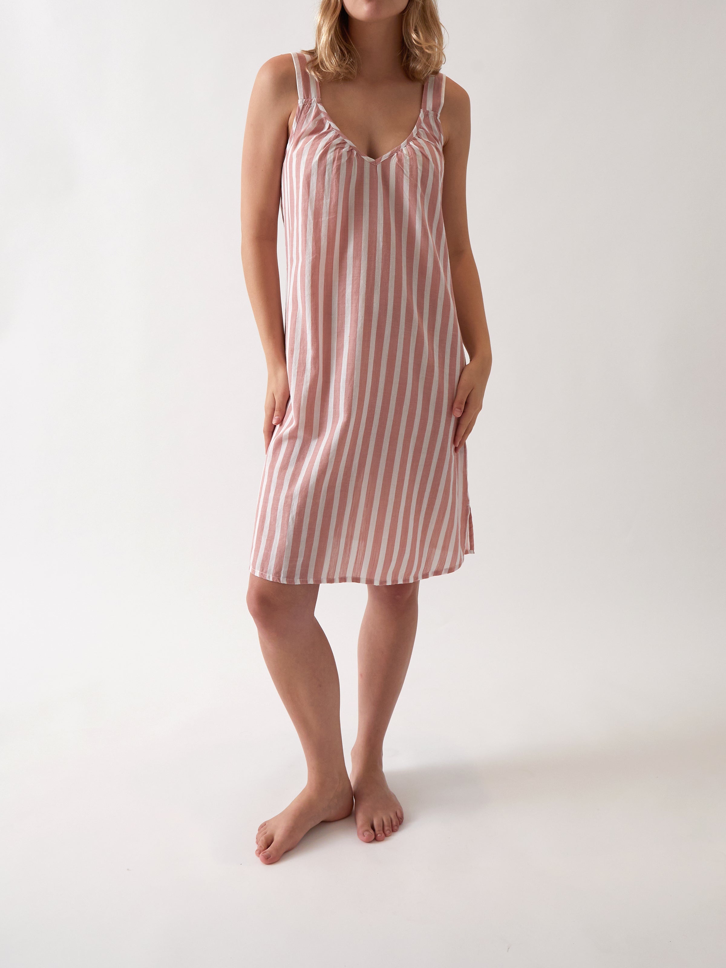 Isobel Wide Strap Nightie | Rose Stripe-1