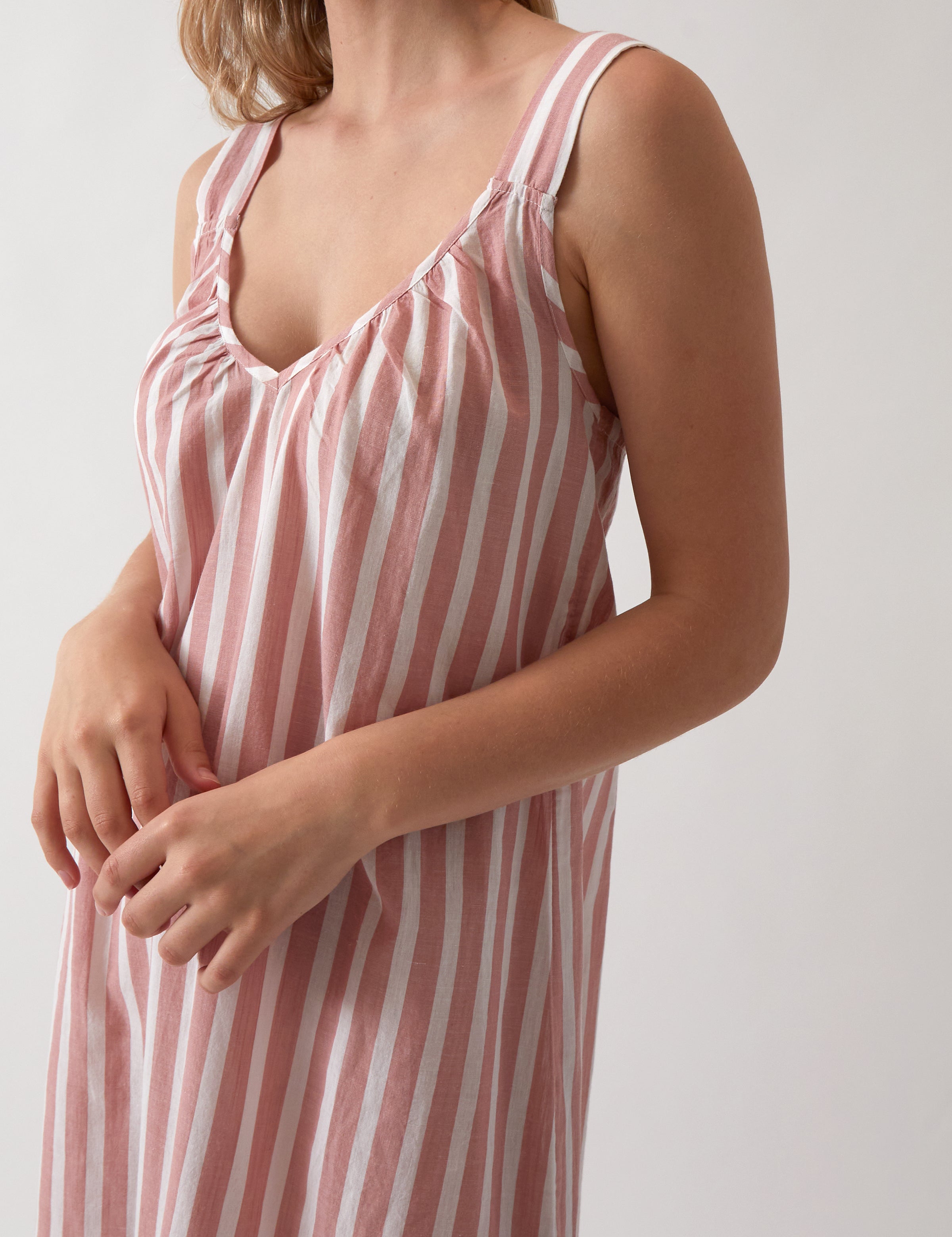 Isobel Wide Strap Nightie | Rose Stripe-2