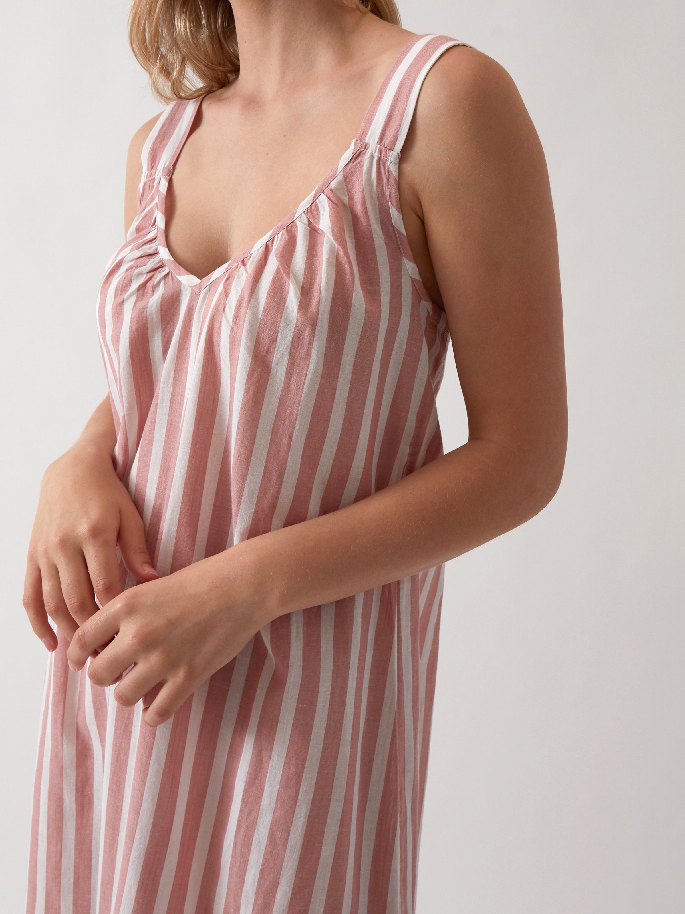 Isobel Wide Strap Nightie | Rose Stripe-2