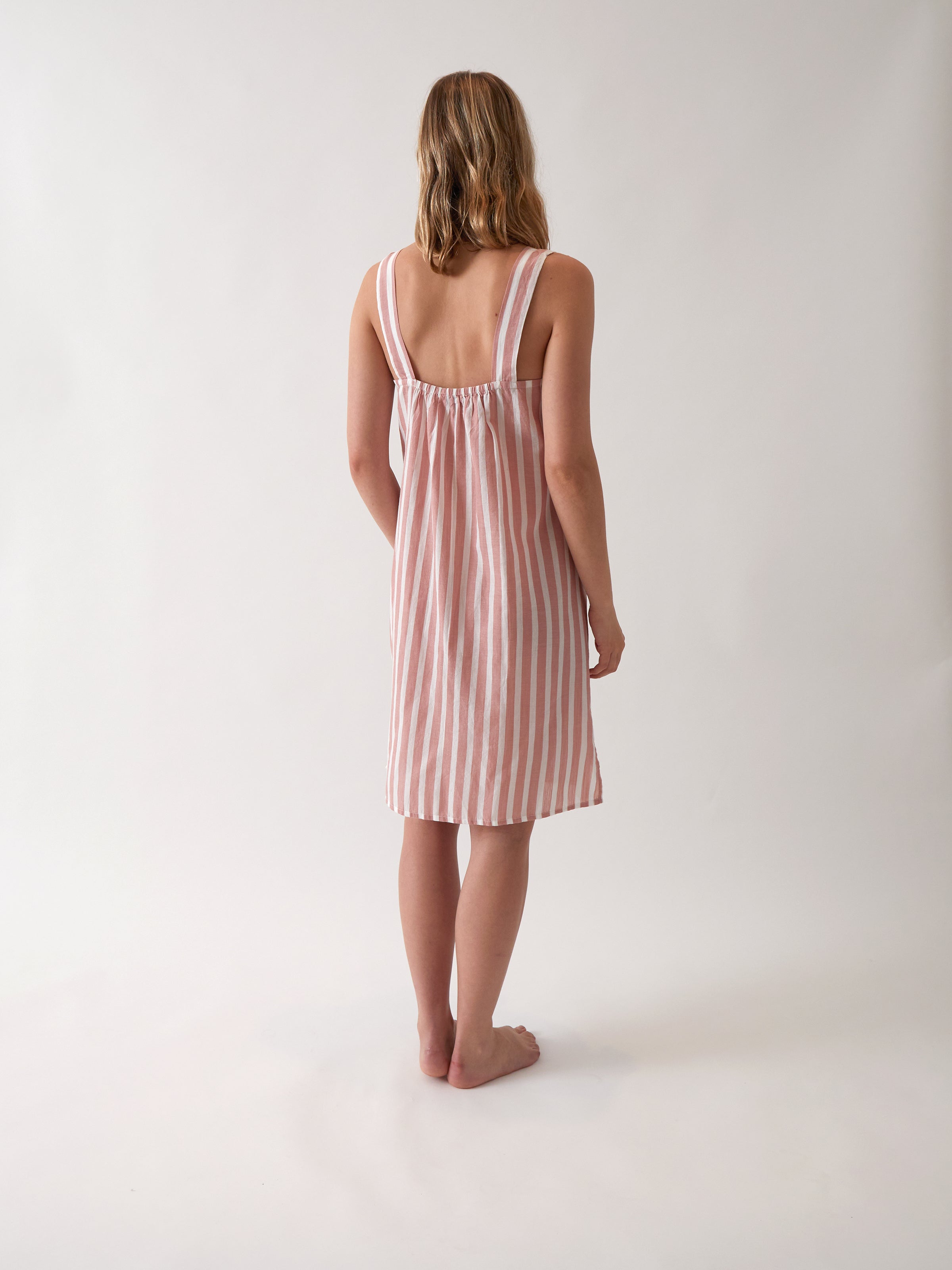 Isobel Wide Strap Nightie | Rose Stripe-4