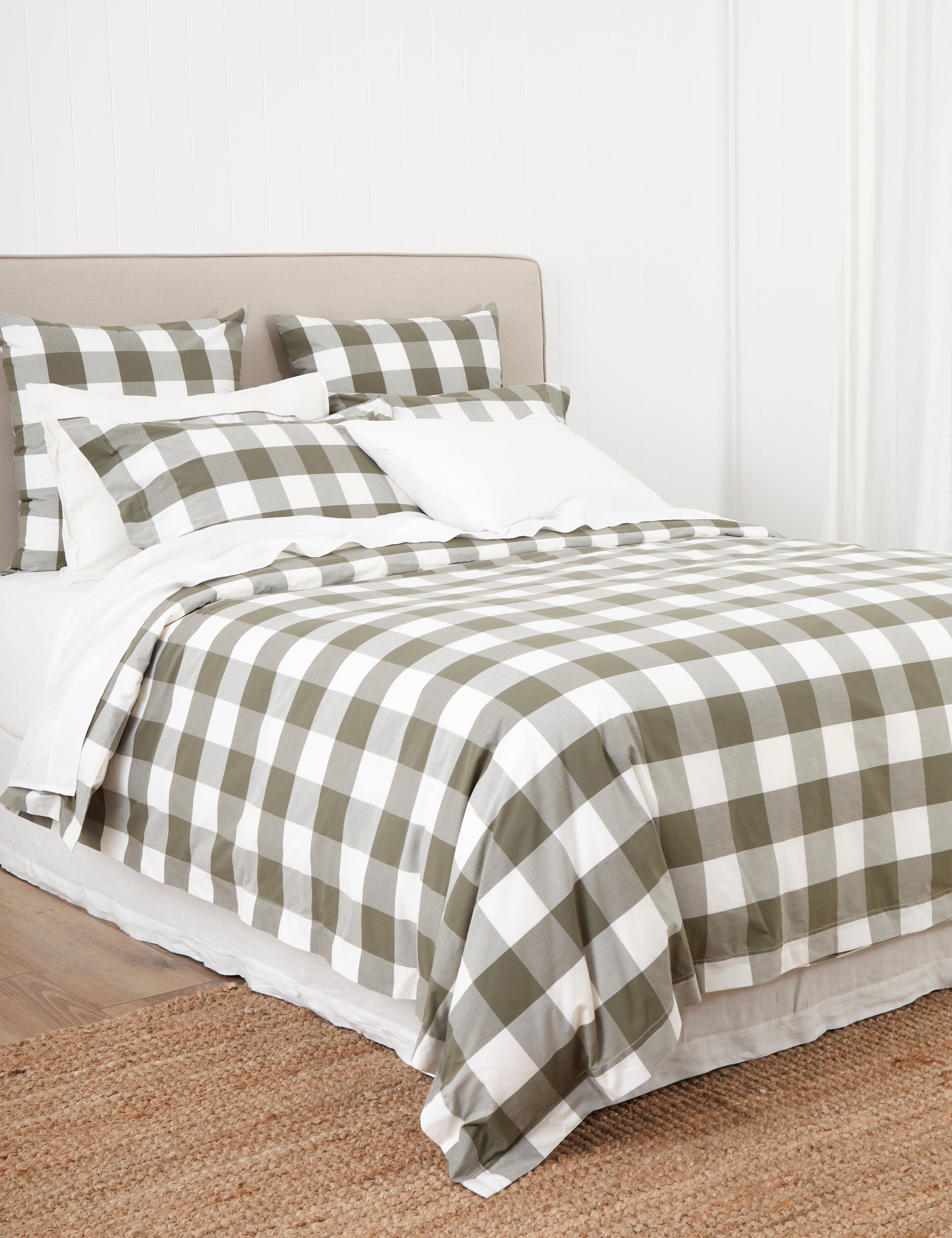 Kawakawa Duvet Cover Set | Olive Gingham-3