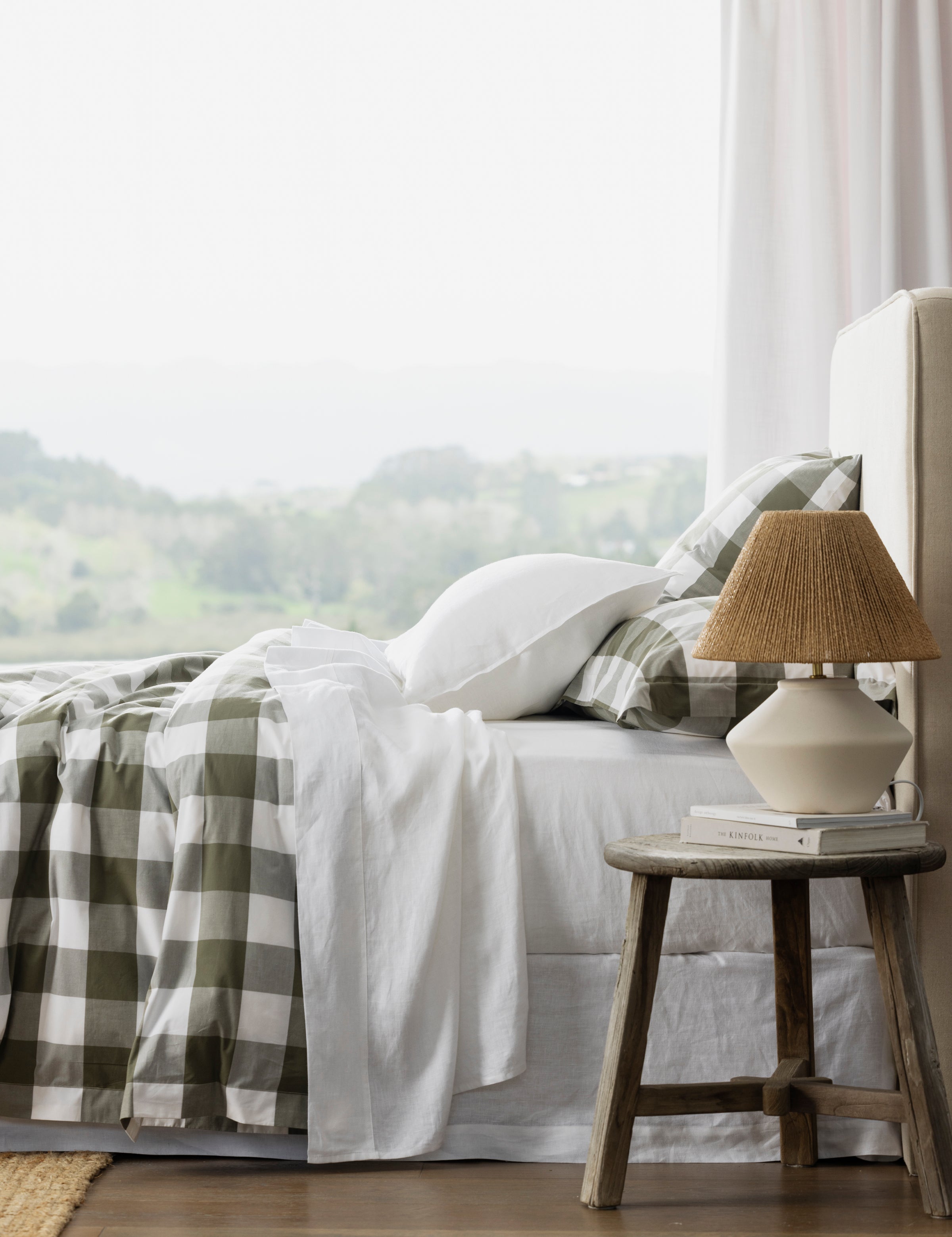 Kawakawa Duvet Cover Set | Olive Gingham-5