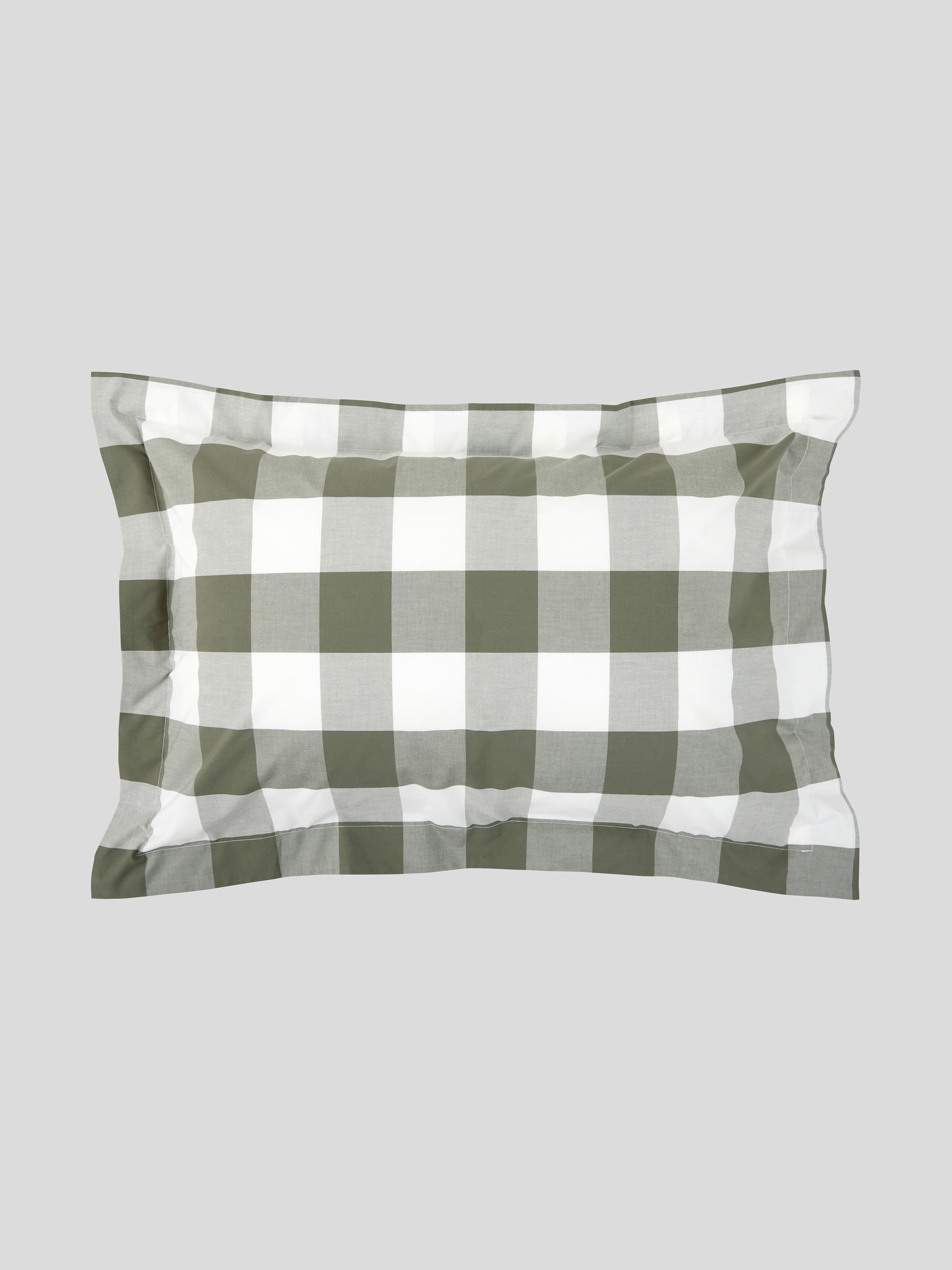 Kawakawa Oxford Pillowcase Set | Olive Gingham-1