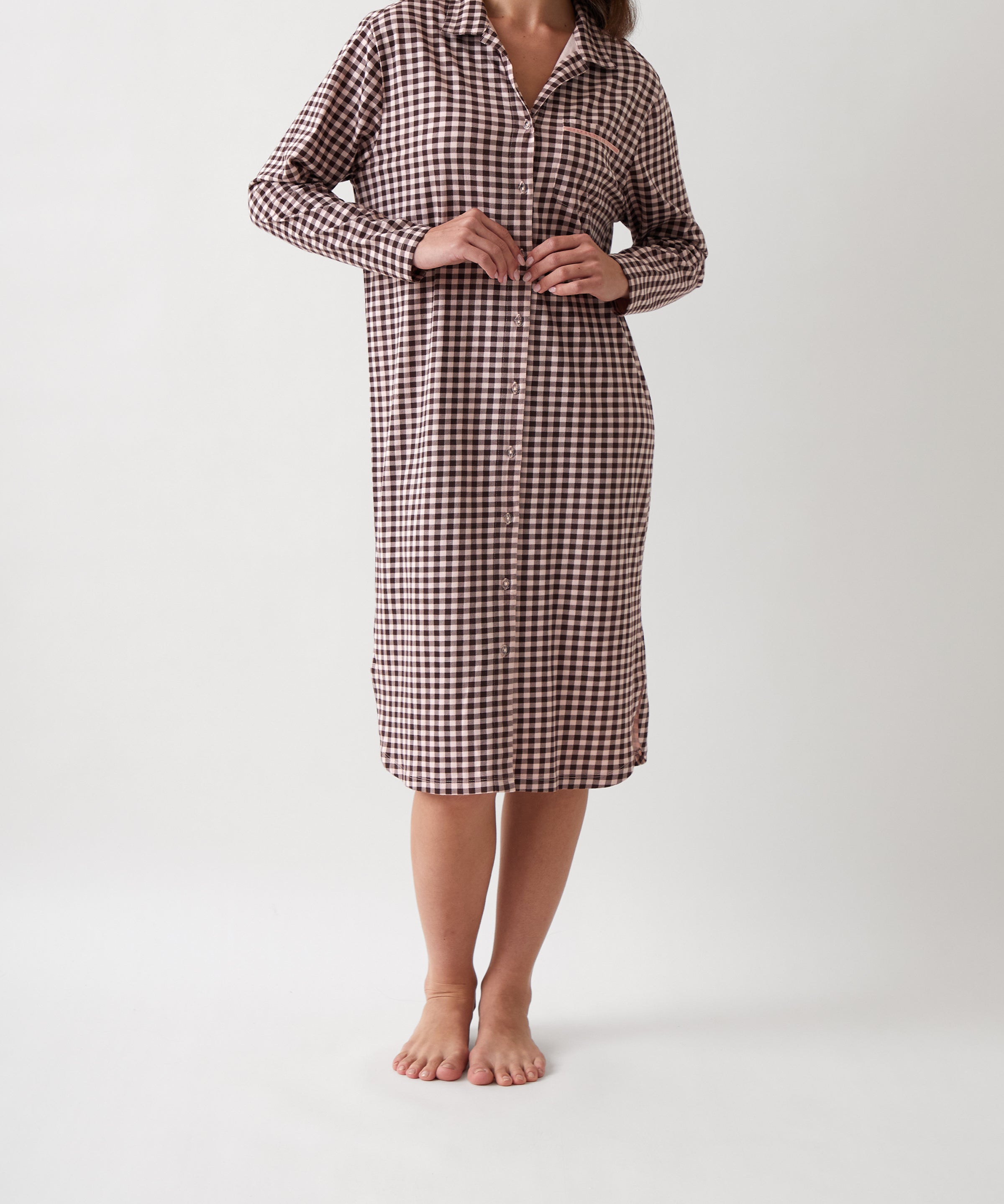 Kendra Organic Brushed Cotton Knit Nightshirt | Multi-1