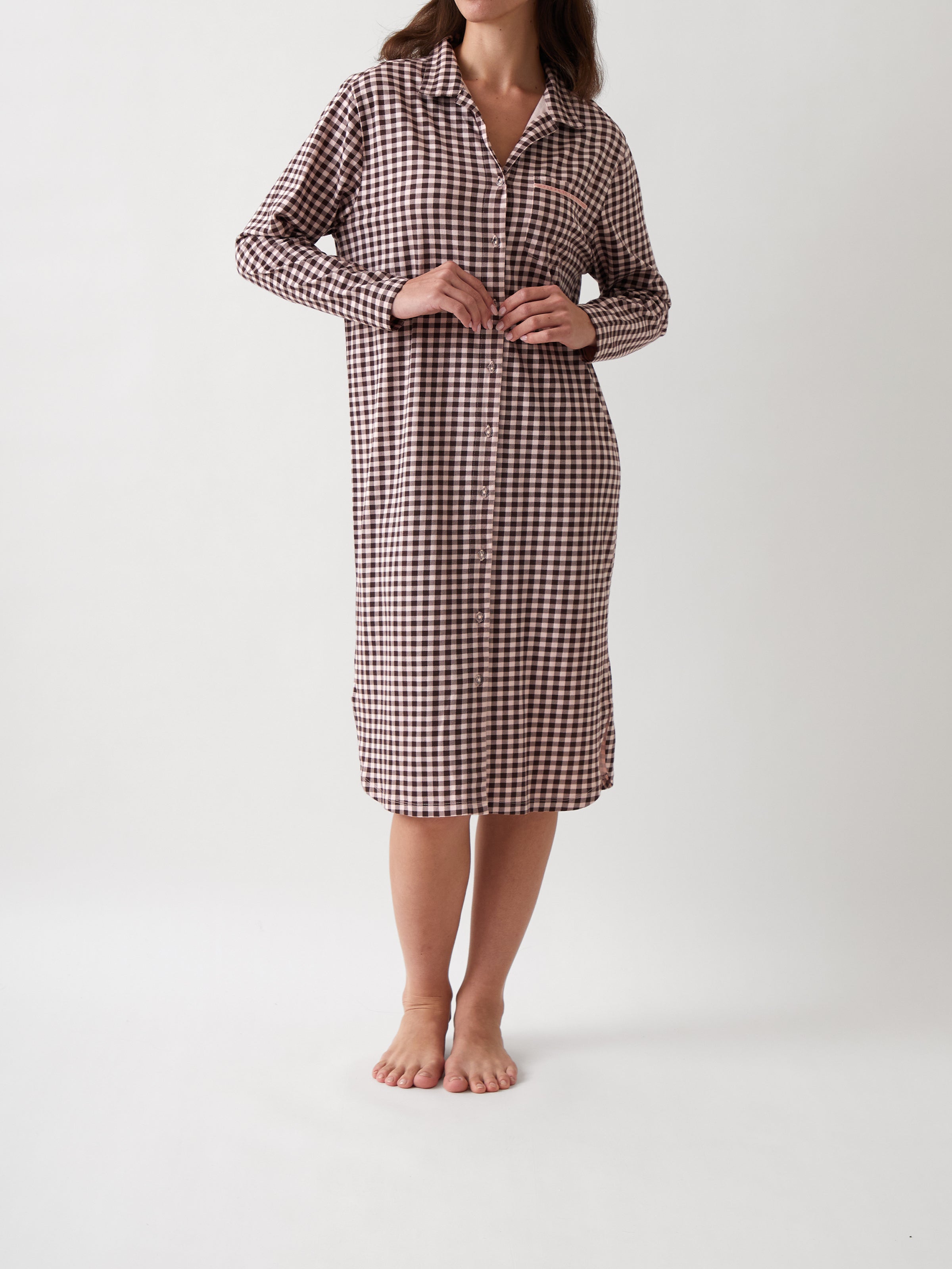 Kendra Organic Brushed Cotton Knit Nightshirt | Multi-1