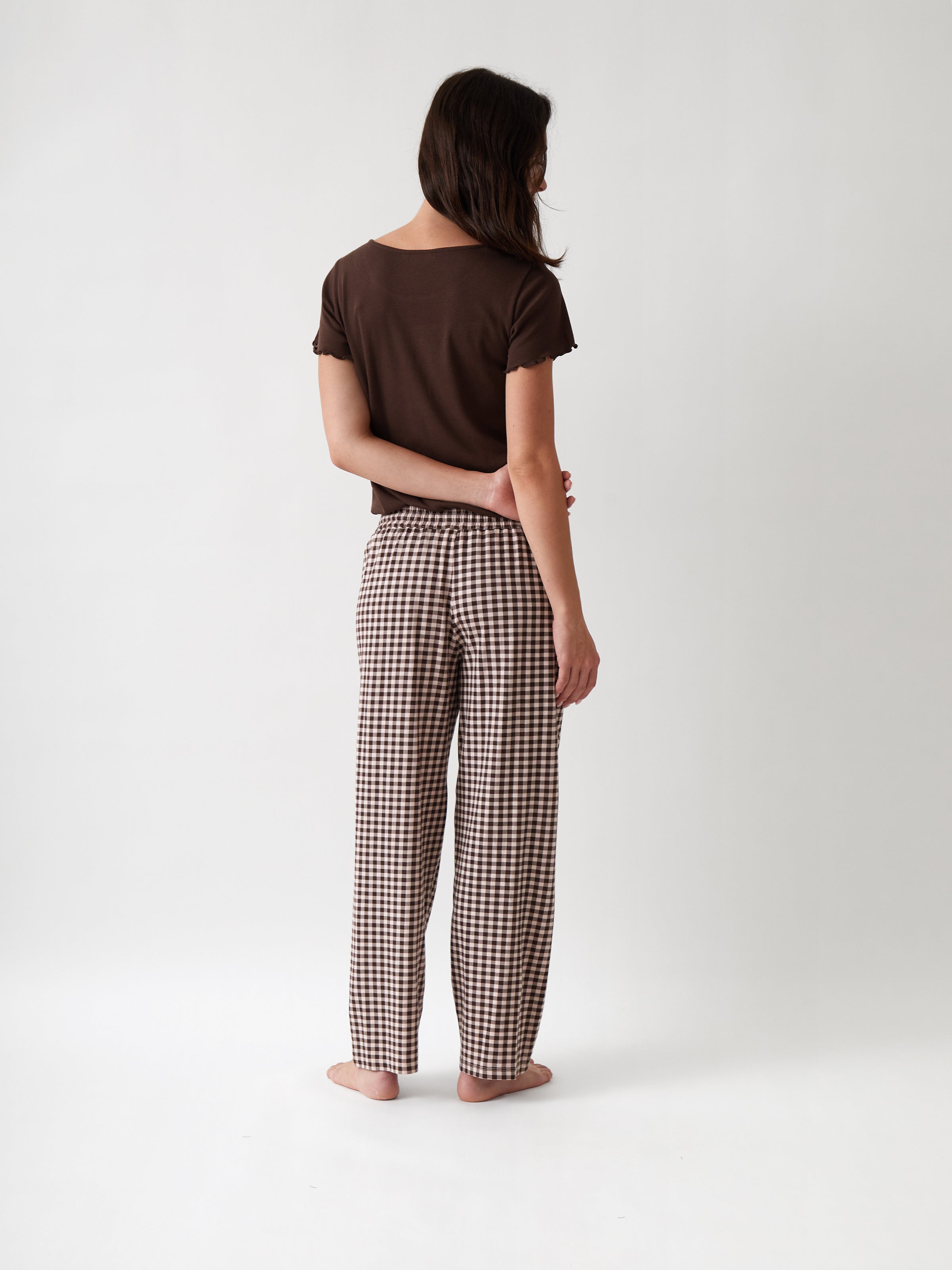Kendra Organic Brushed Cotton Knit PJ Pants | Multi-4