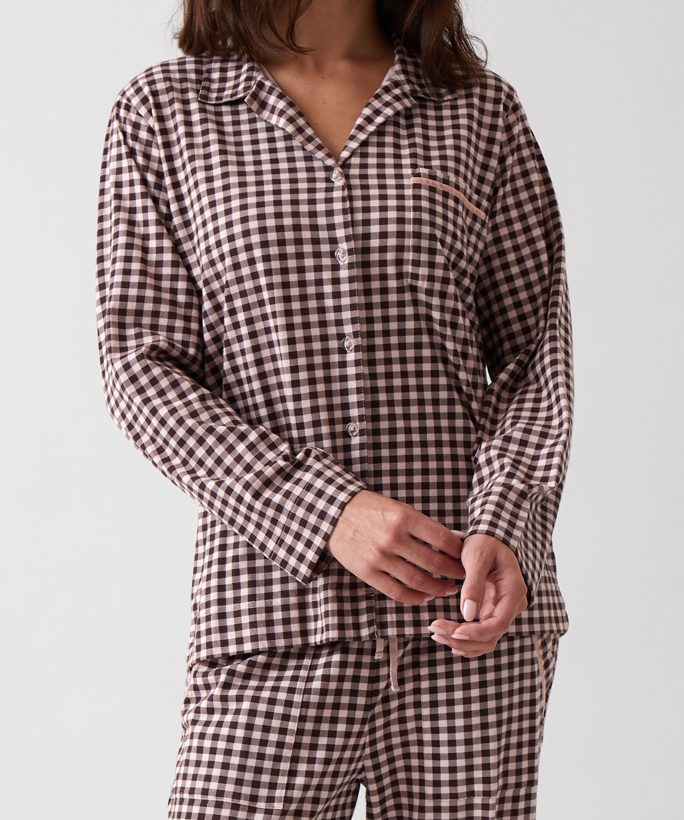 Kendra Organic Brushed Cotton Knit PJ Shirt | Multi-1