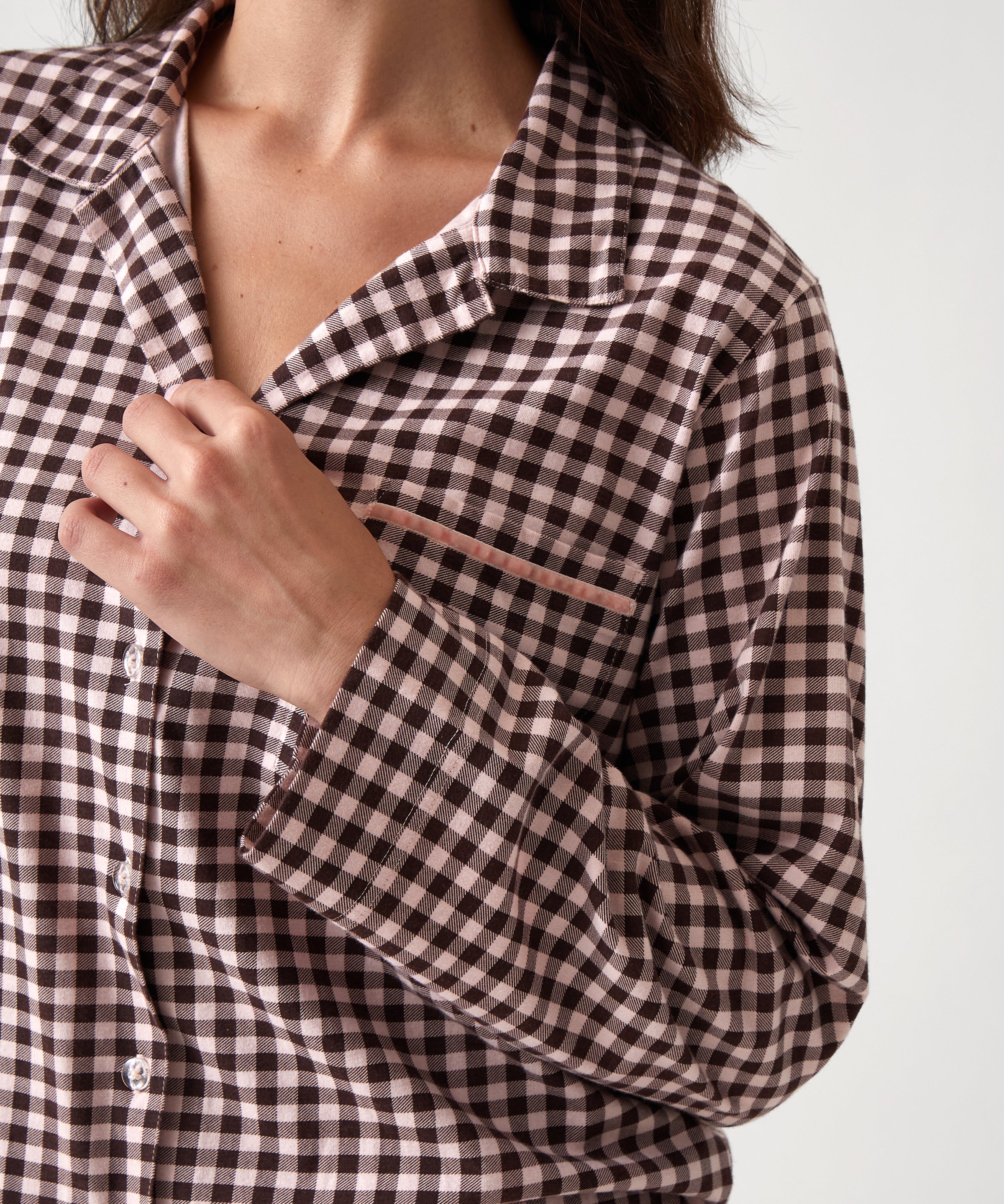 Kendra Organic Brushed Cotton Knit PJ Shirt | Multi-2