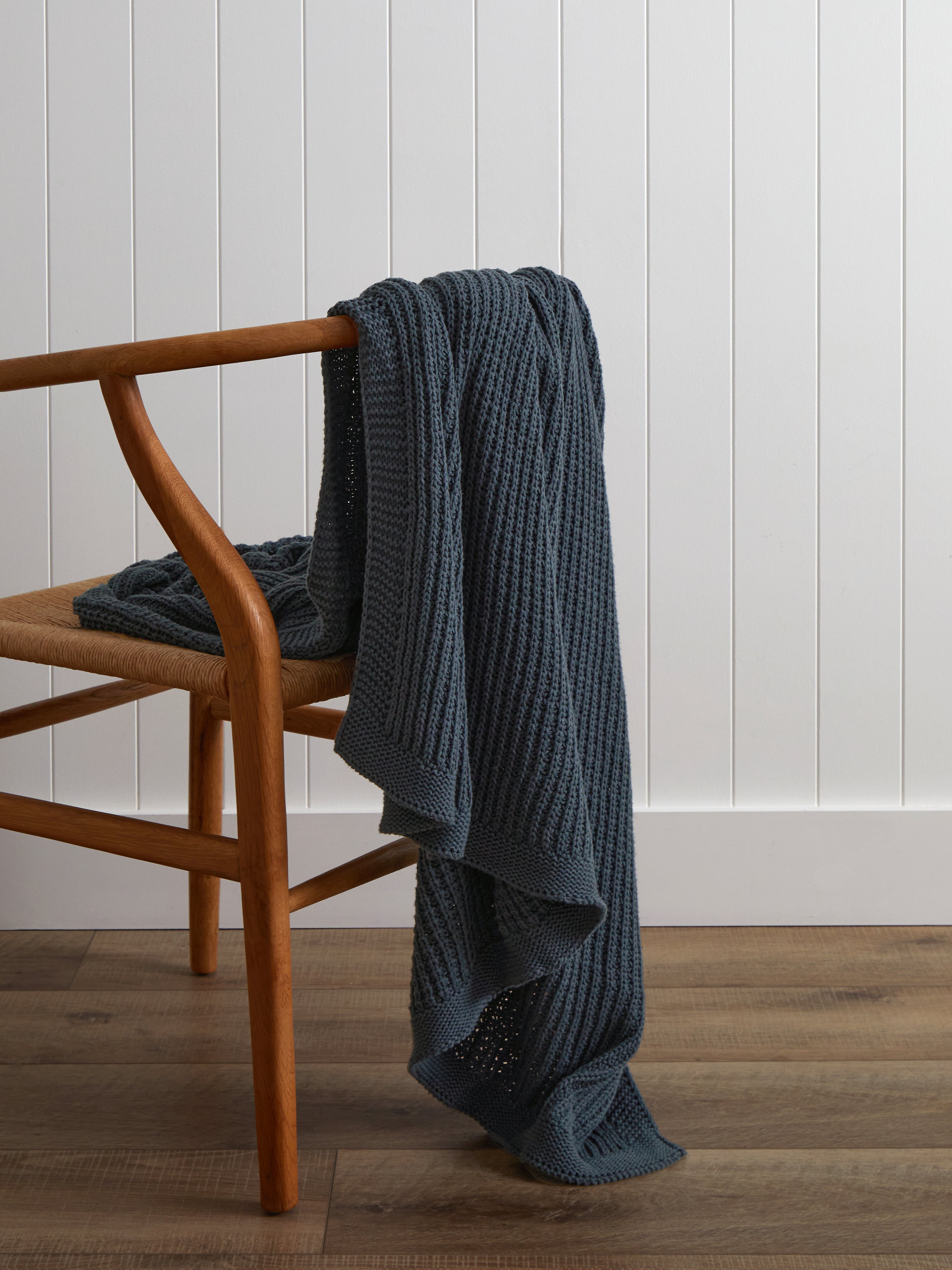 Kew Cotton Throw | Blue-1