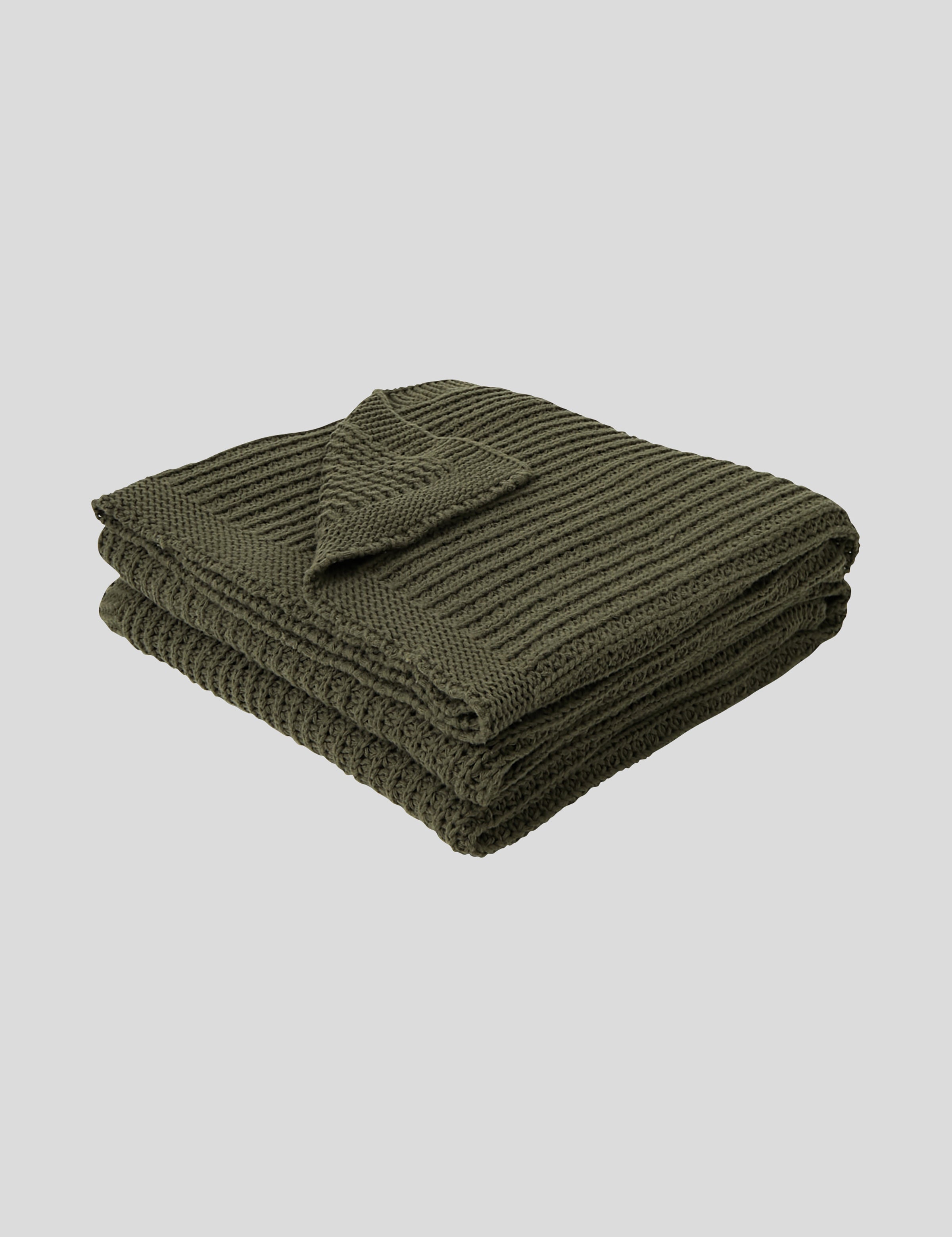 Kew Cotton Throw | Olive-1