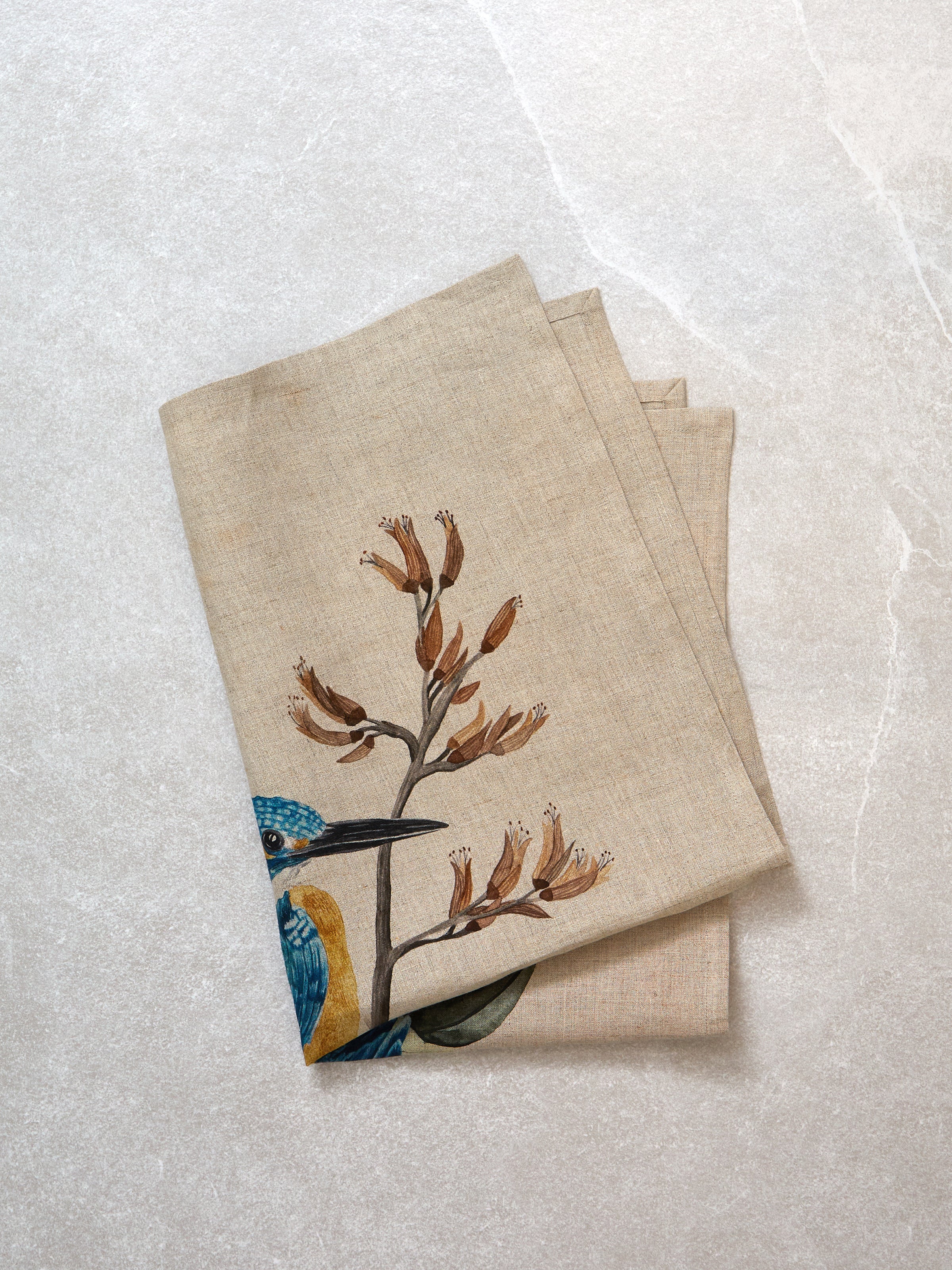 Kingfisher Linen Tea Towel | Multi-1