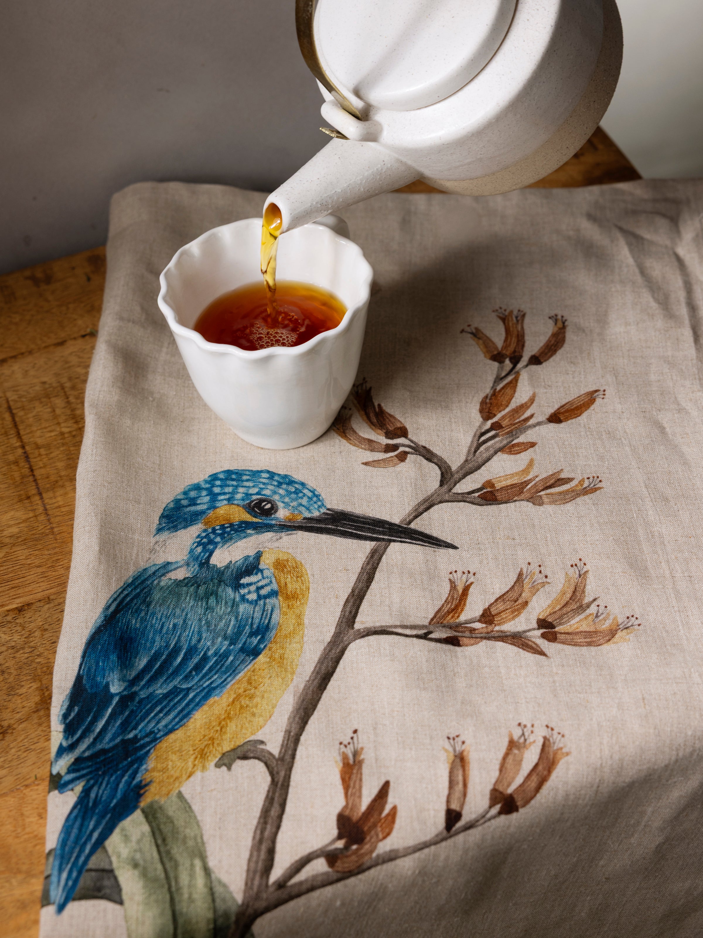 Kingfisher Linen Tea Towel | Multi-2