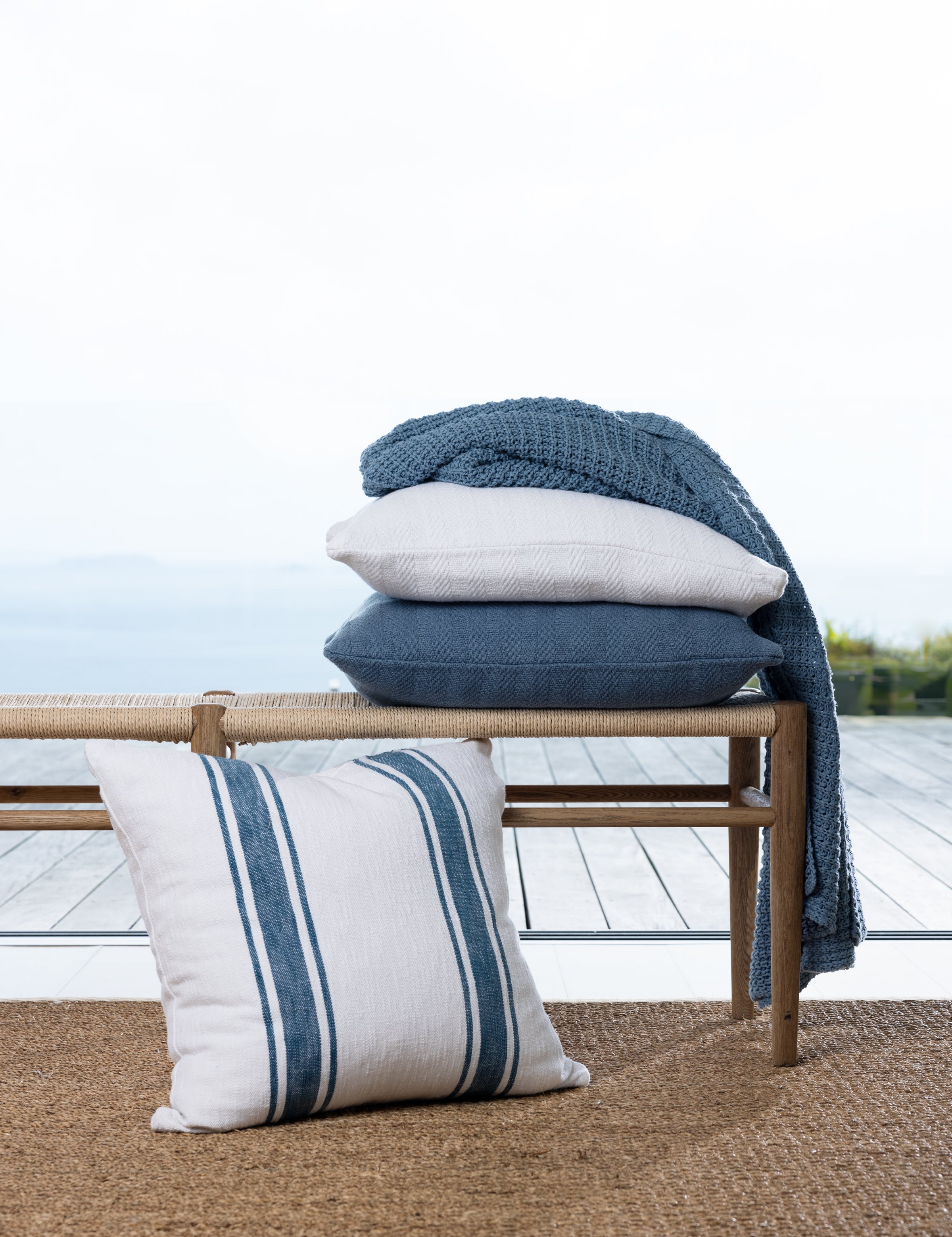 Landing Large Square Cushion Cover | Blue-2