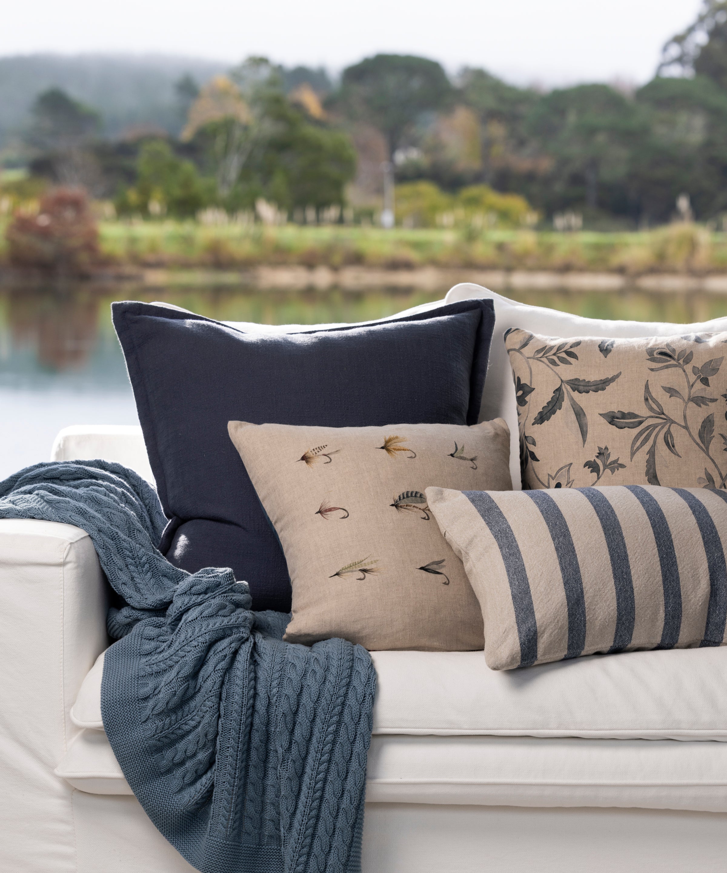Lennon Large Square Cushion Cover | Navy-2