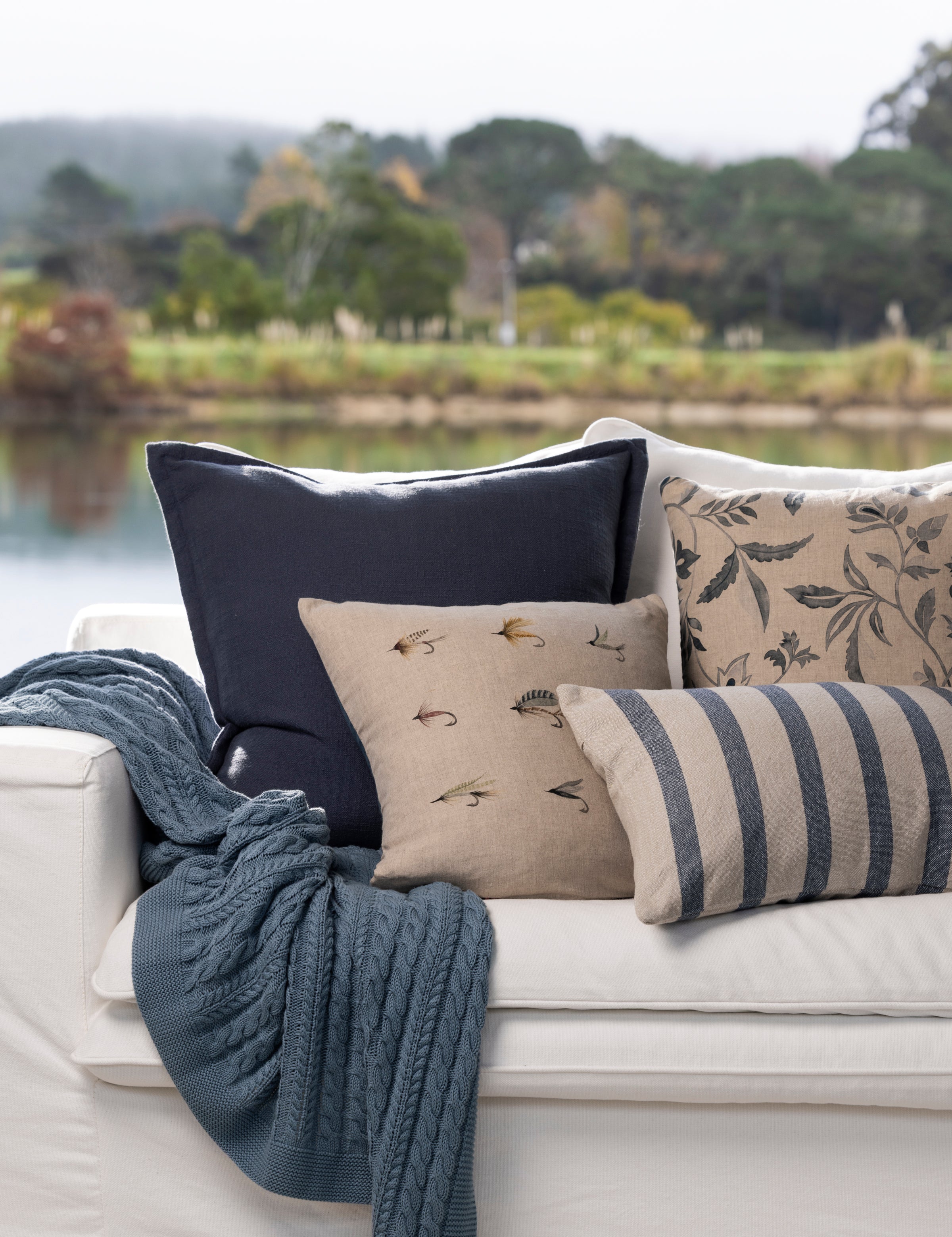 Lennon Large Square Cushion Cover | Navy-2