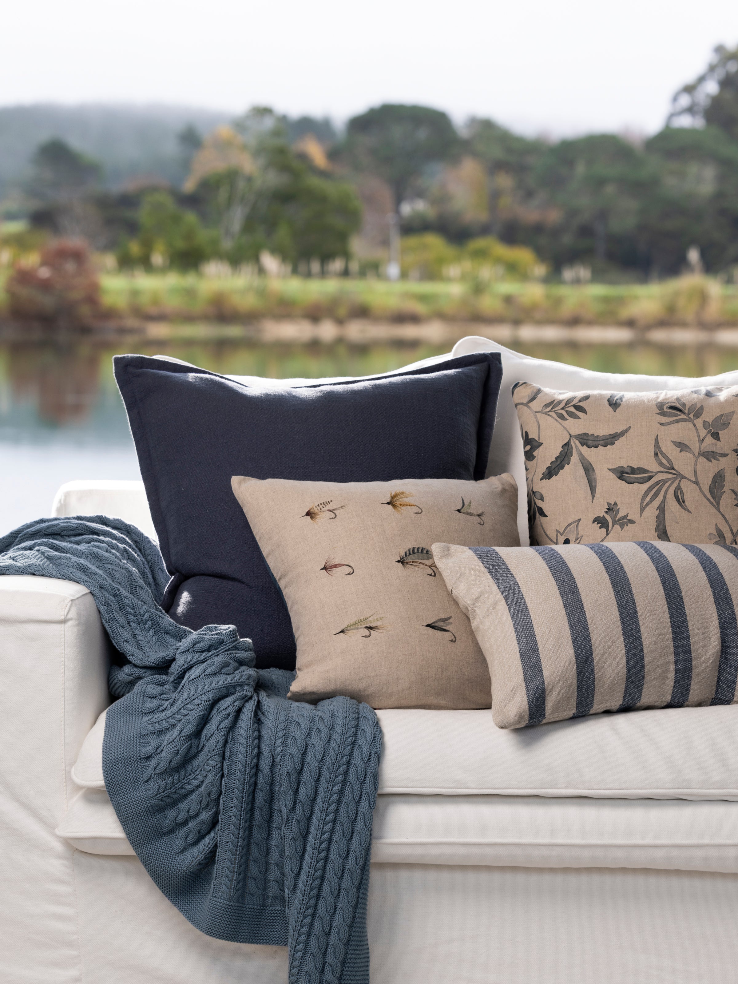 Lennon Large Square Cushion Cover | Navy-2