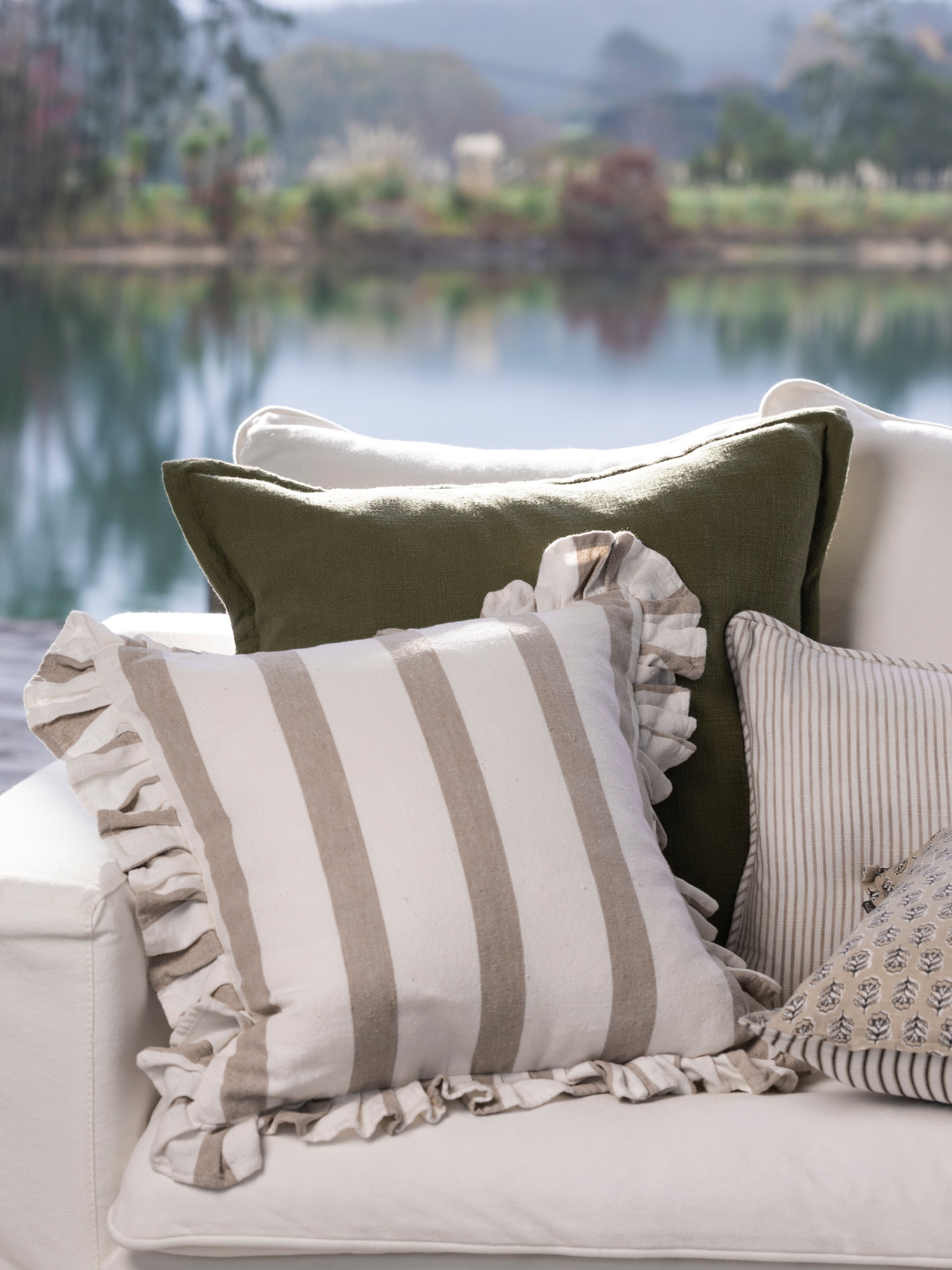 Lennon Large Square Cushion Cover | Olive-2