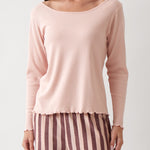 Libby Rib Knit Long Sleeve Tee | Pink-1